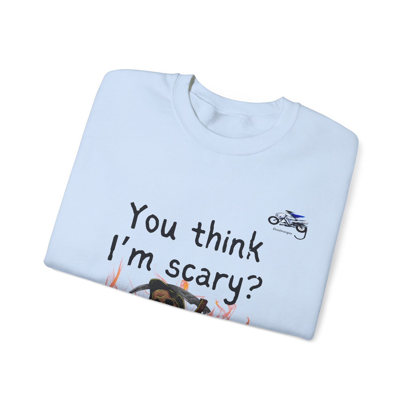 Funny Halloween Crewneck Sweatshirt - 'You Think I'm Scary? Go Look in a Mirror!'