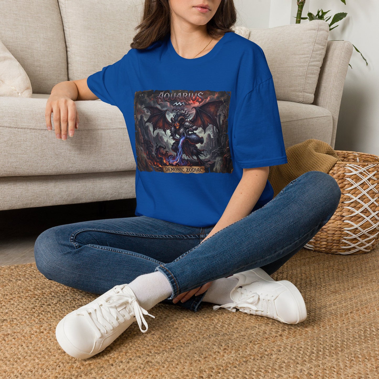 Aquarius Demon Art T-Shirt — Gothic Zodiac Graphic Tee