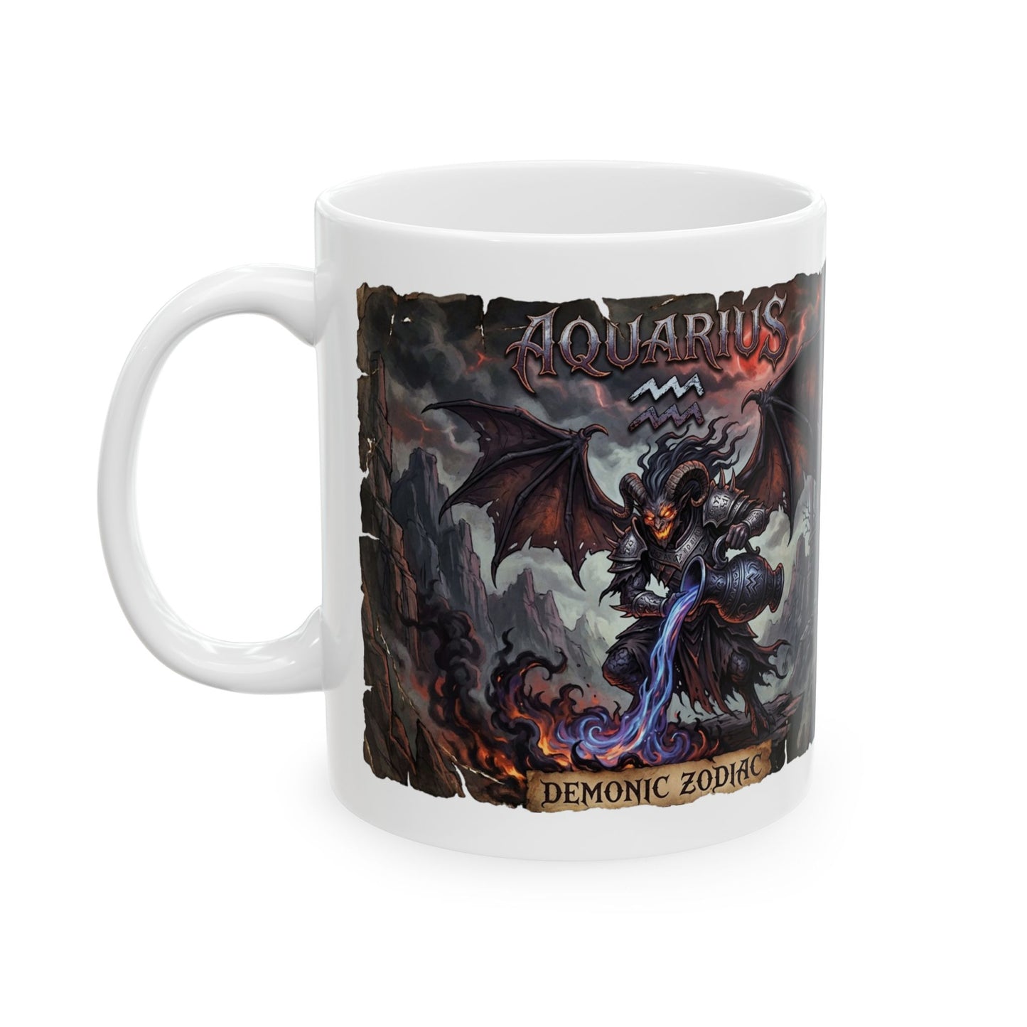 Demonic Aquarius Ceramic Mug (11oz/15oz) — Dark Gothic Fantasy Coffee Cup