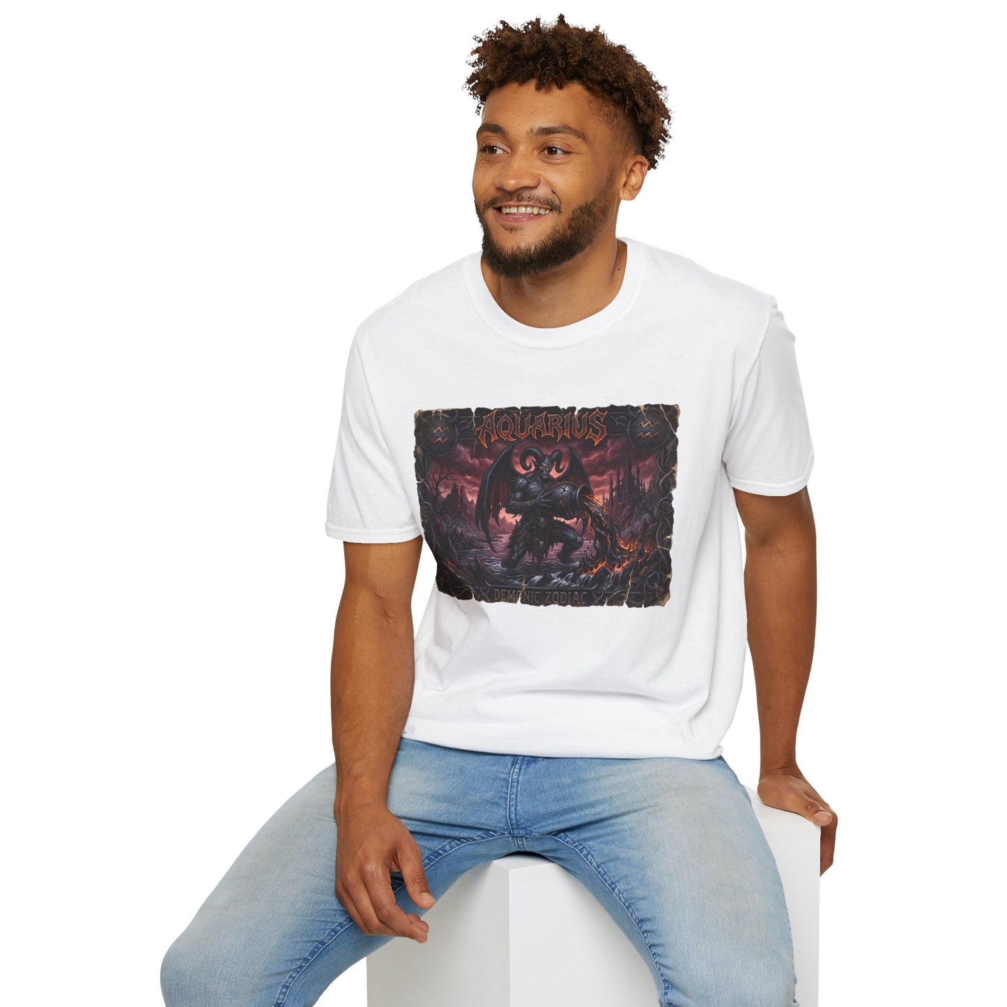 Aquarius Demon Graphic T-Shirt — Dark Gothic Zodiac Tee
