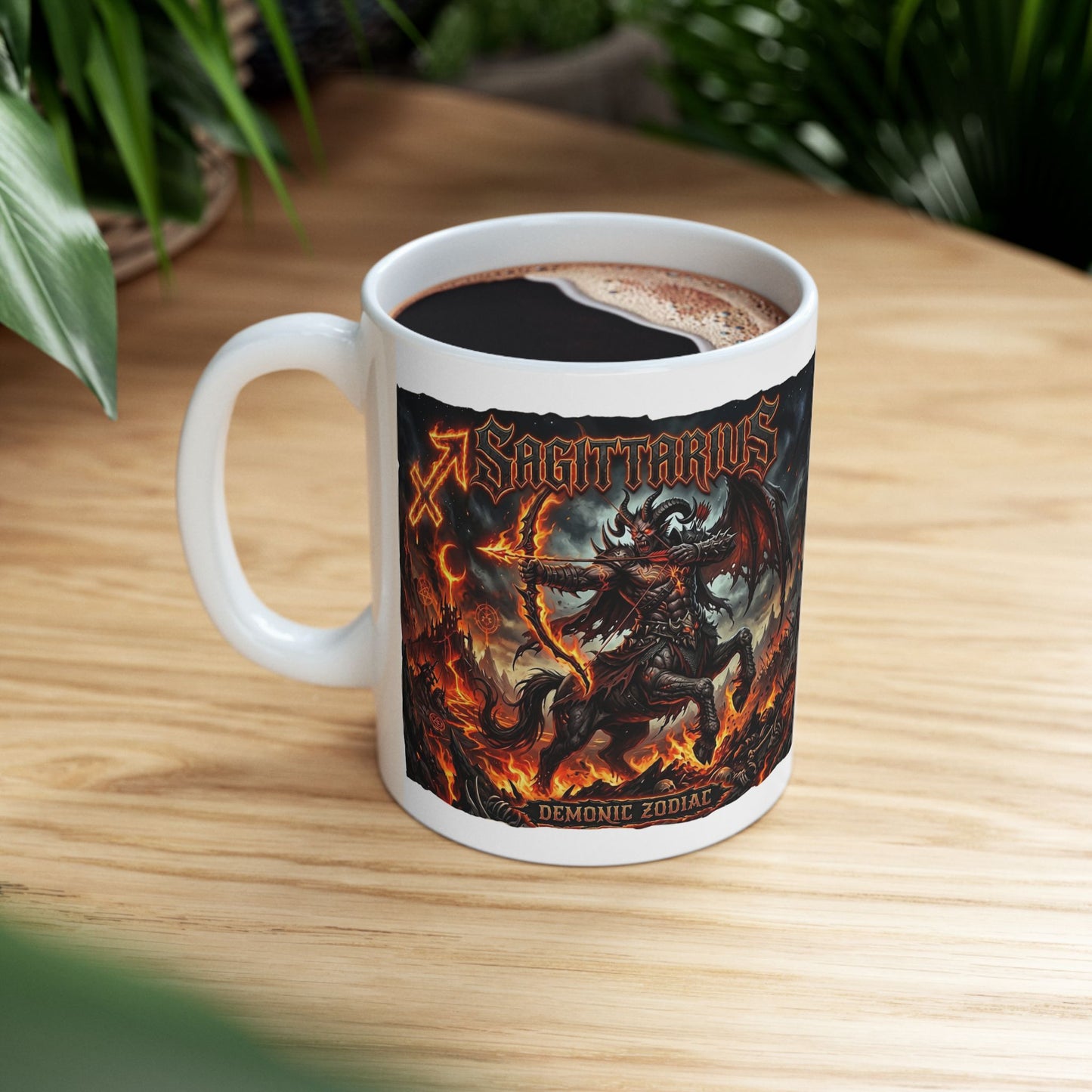 Demonic Sagittarius Ceramic Mug (11oz/15oz) — Demon & Inferno Art Coffee Cup