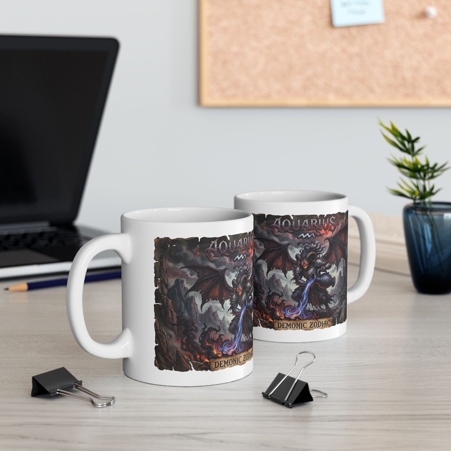 Demonic Aquarius Ceramic Mug (11oz/15oz) — Dark Gothic Fantasy Coffee Cup