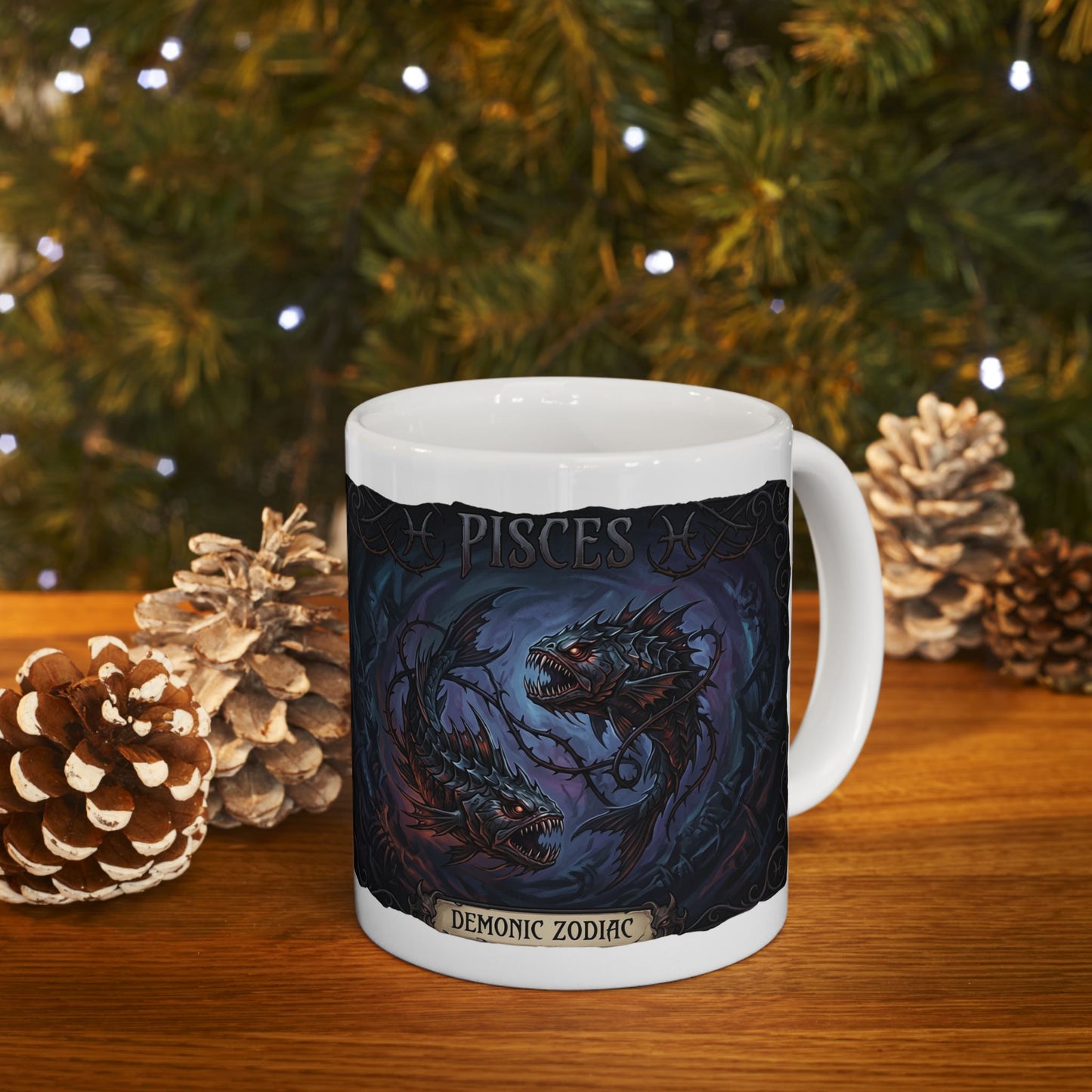 Dark Fantasy Pisces Mug — Gothic Creature Ceramic Coffee Cup (11oz/15oz)