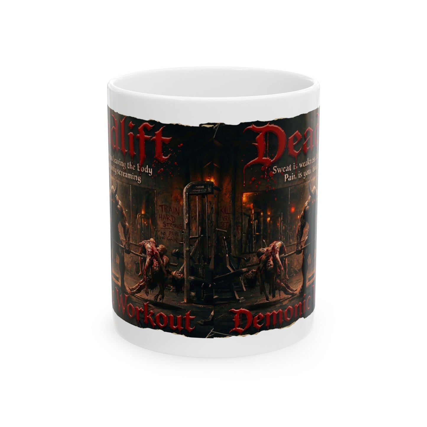 Demonic Gym Ceramic Mug (11oz & 15oz) — Dark Workout Art Coffee Cup