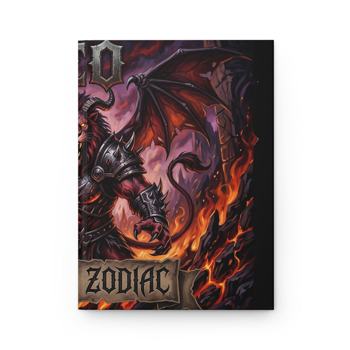 Demonic Leo Hardcover Journal — Lined Matte Fantasy Demon Notebook
