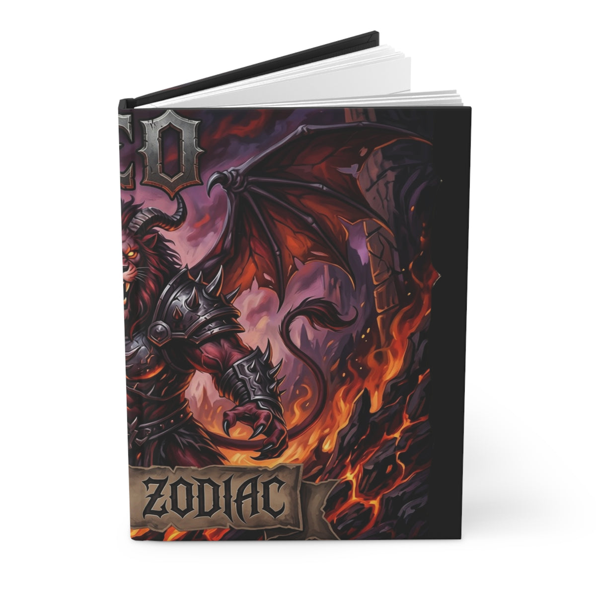 Demonic Leo Hardcover Journal — Lined Matte Fantasy Demon Notebook
