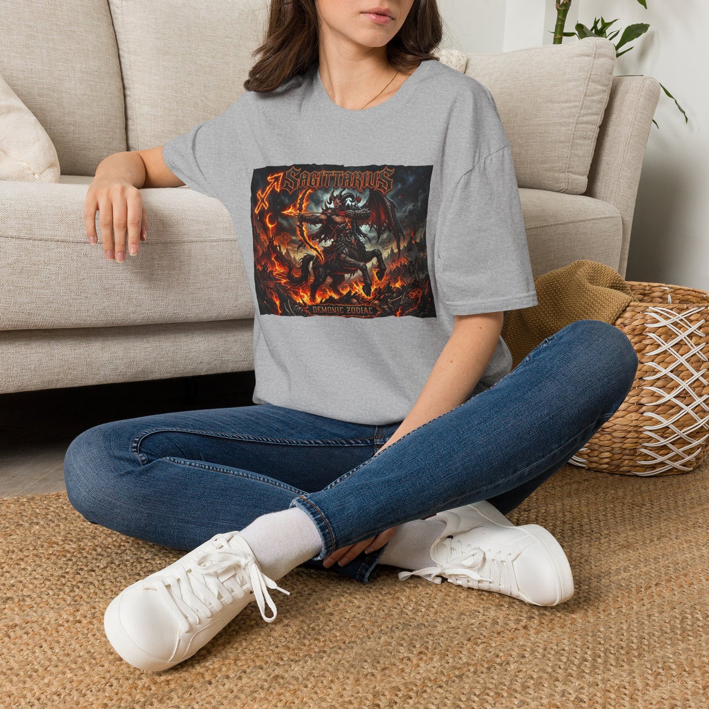 Sagittarius Demon Graphic T-Shirt — Fiery Zodiac Archer Design