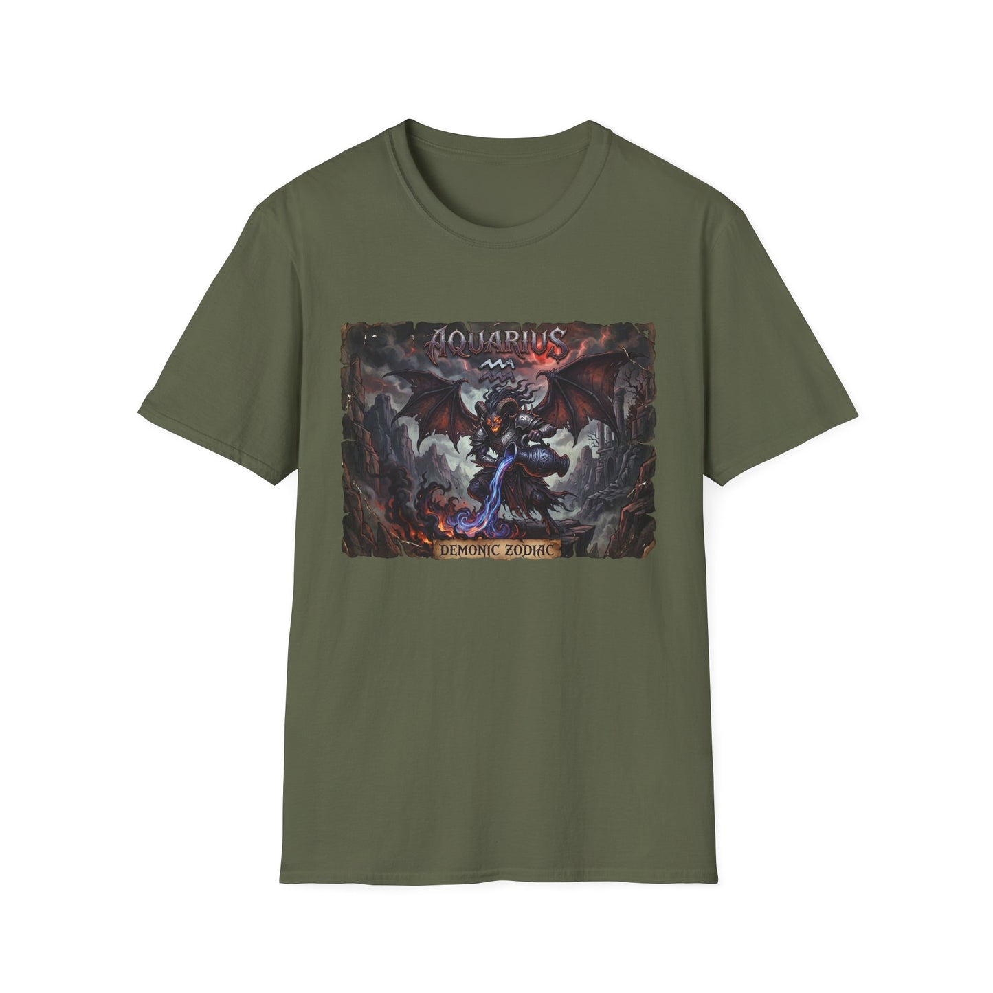 Aquarius Demon Art T-Shirt — Gothic Zodiac Graphic Tee