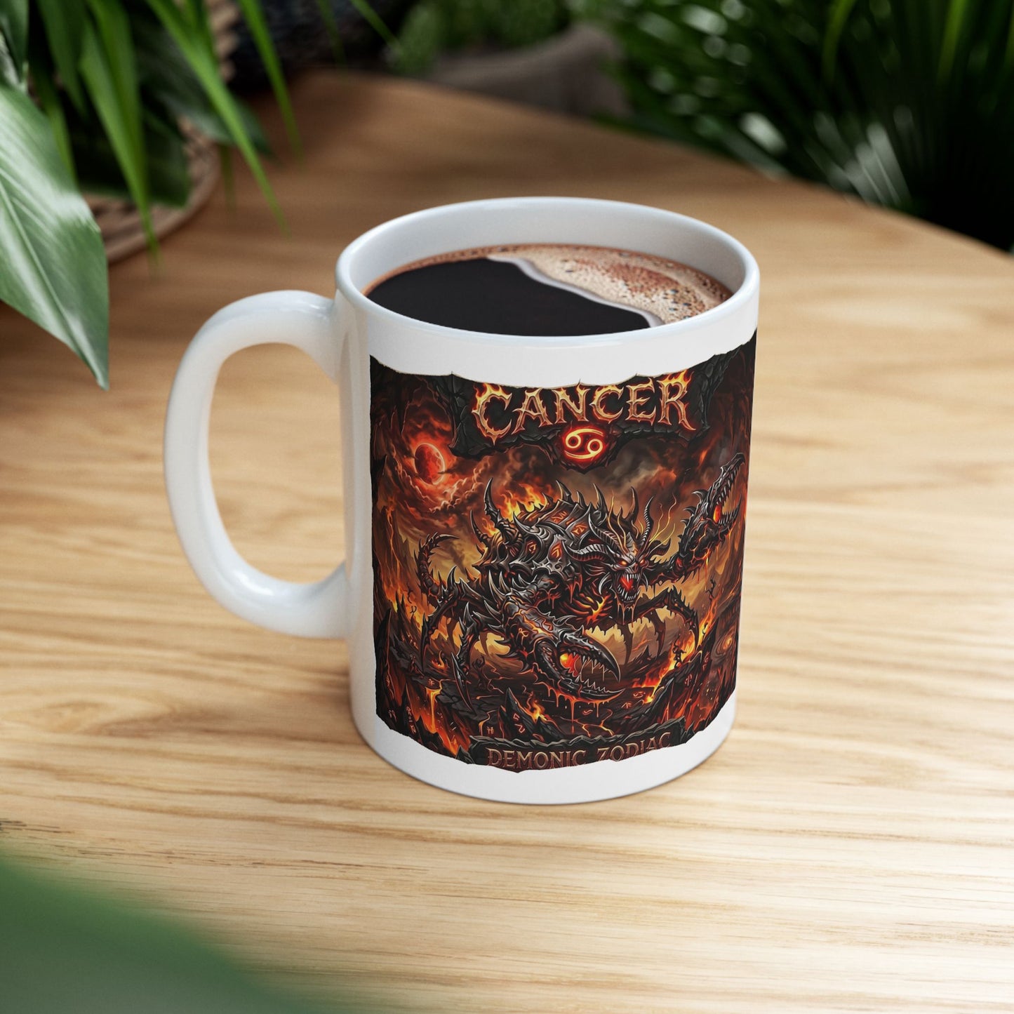 Demonic Cancer Ceramic Mug — Fiery Demon Design (11oz/15oz)
