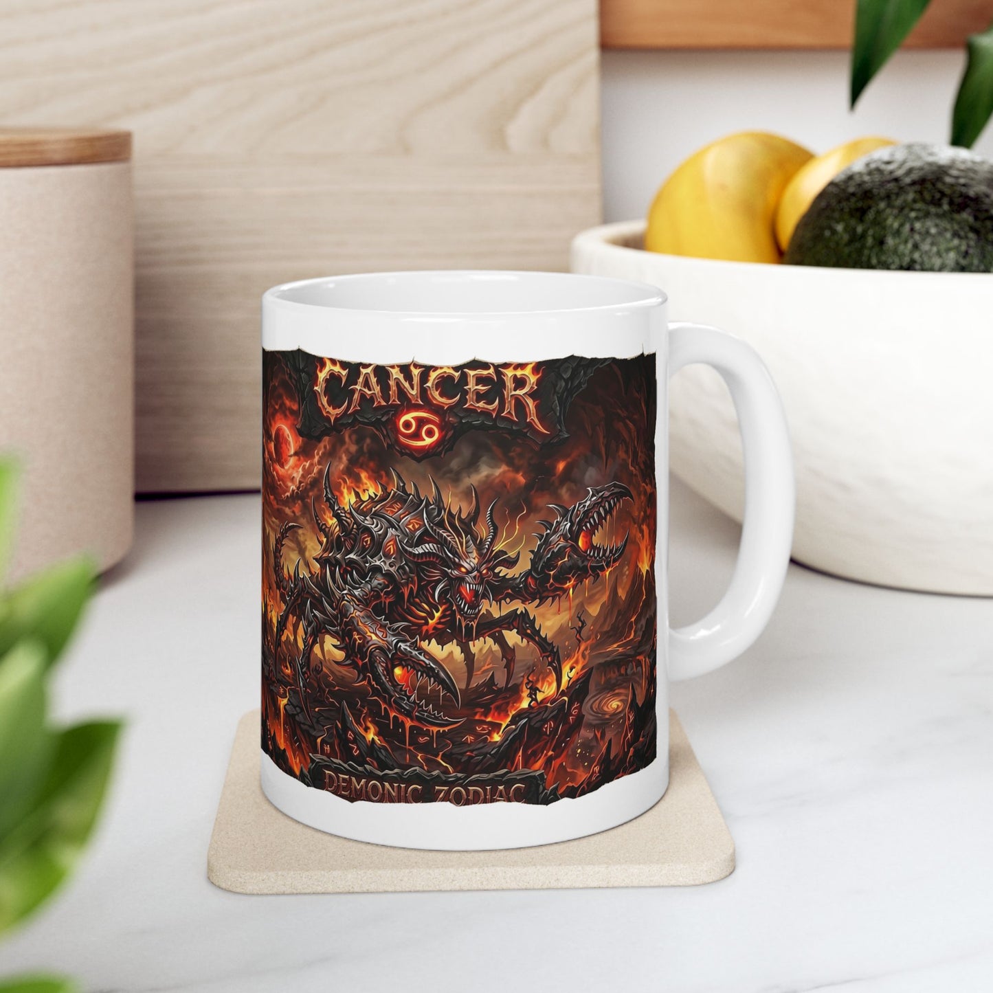 Demonic Cancer Ceramic Mug — Fiery Demon Design (11oz/15oz)