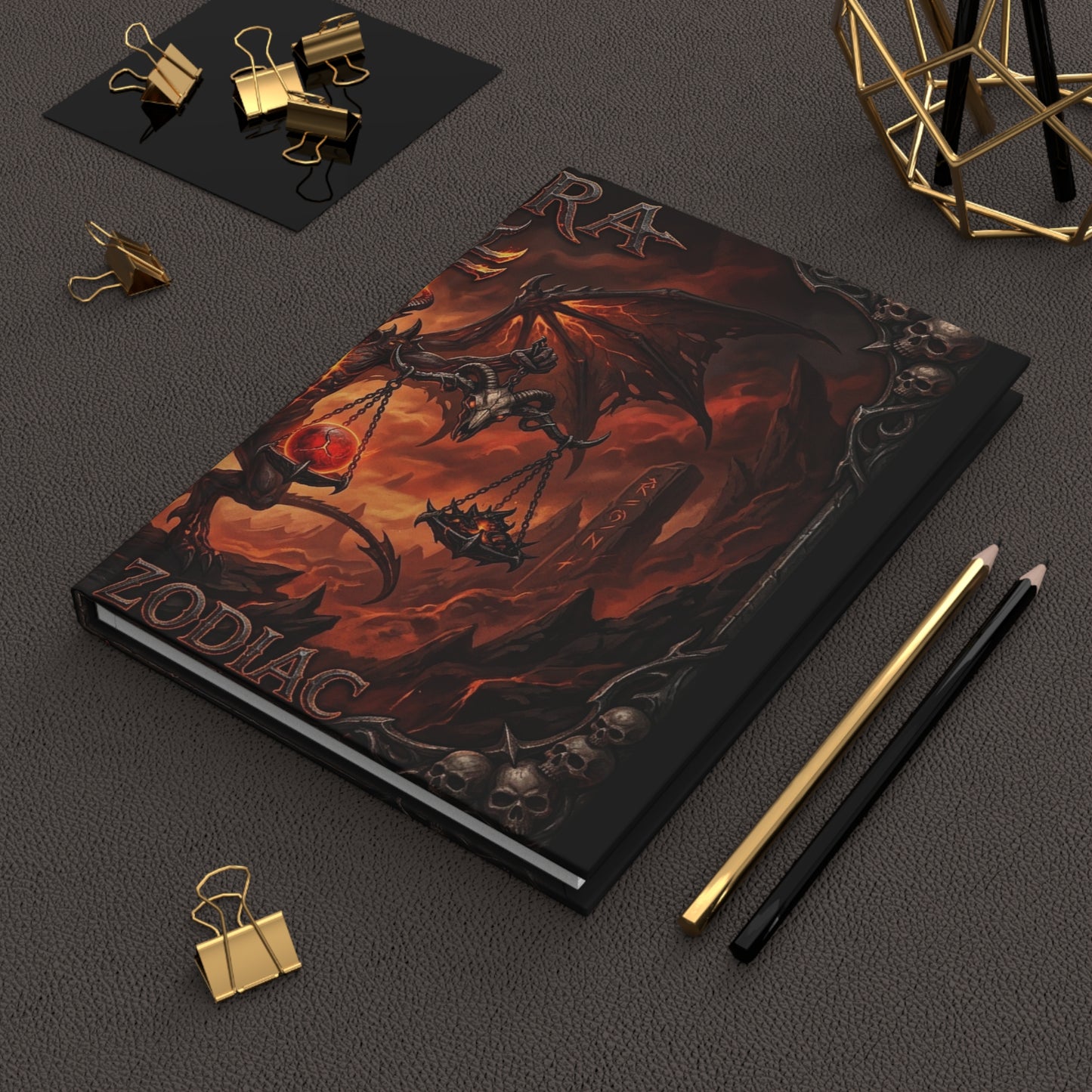 Libra Demon Zodiac Hardcover Journal — Dark Fantasy Lined Notebook