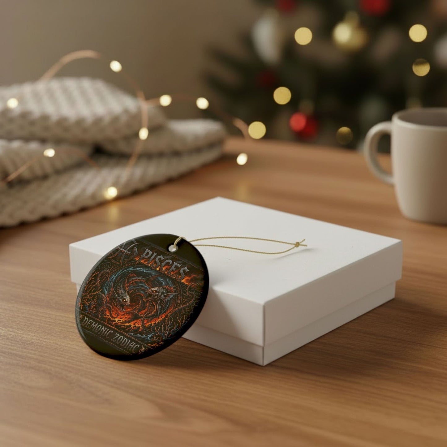 Pisces Ceramic Ornament — Demonic Zodiac Fish Decorative Hanging Ornament
