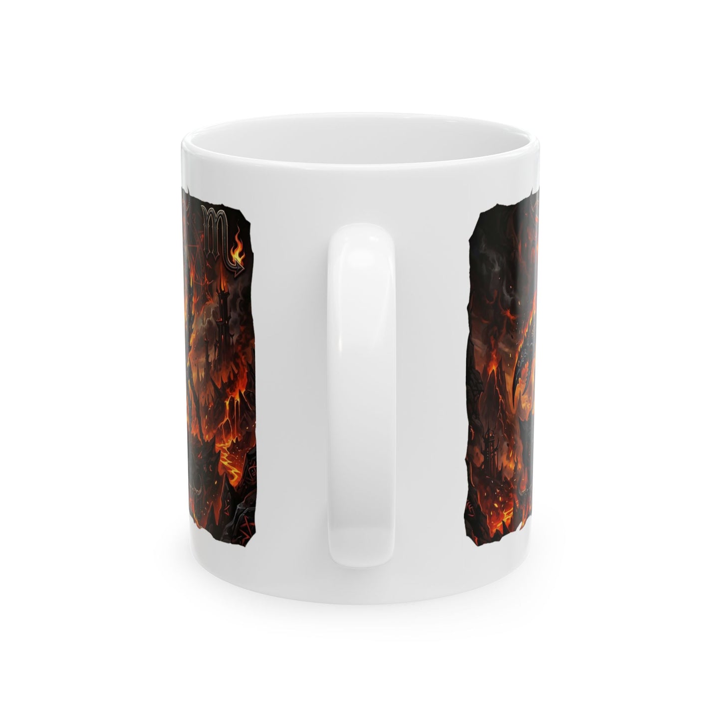 Demonic Scorpio Ceramic Mug — Fiery Gothic Coffee Cup (11oz & 15oz)