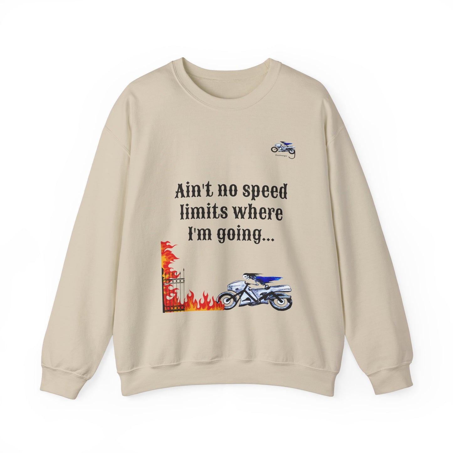 Ain't No Speed Limits Crewneck Sweatshirt - Stylish Pink Motorbike Design