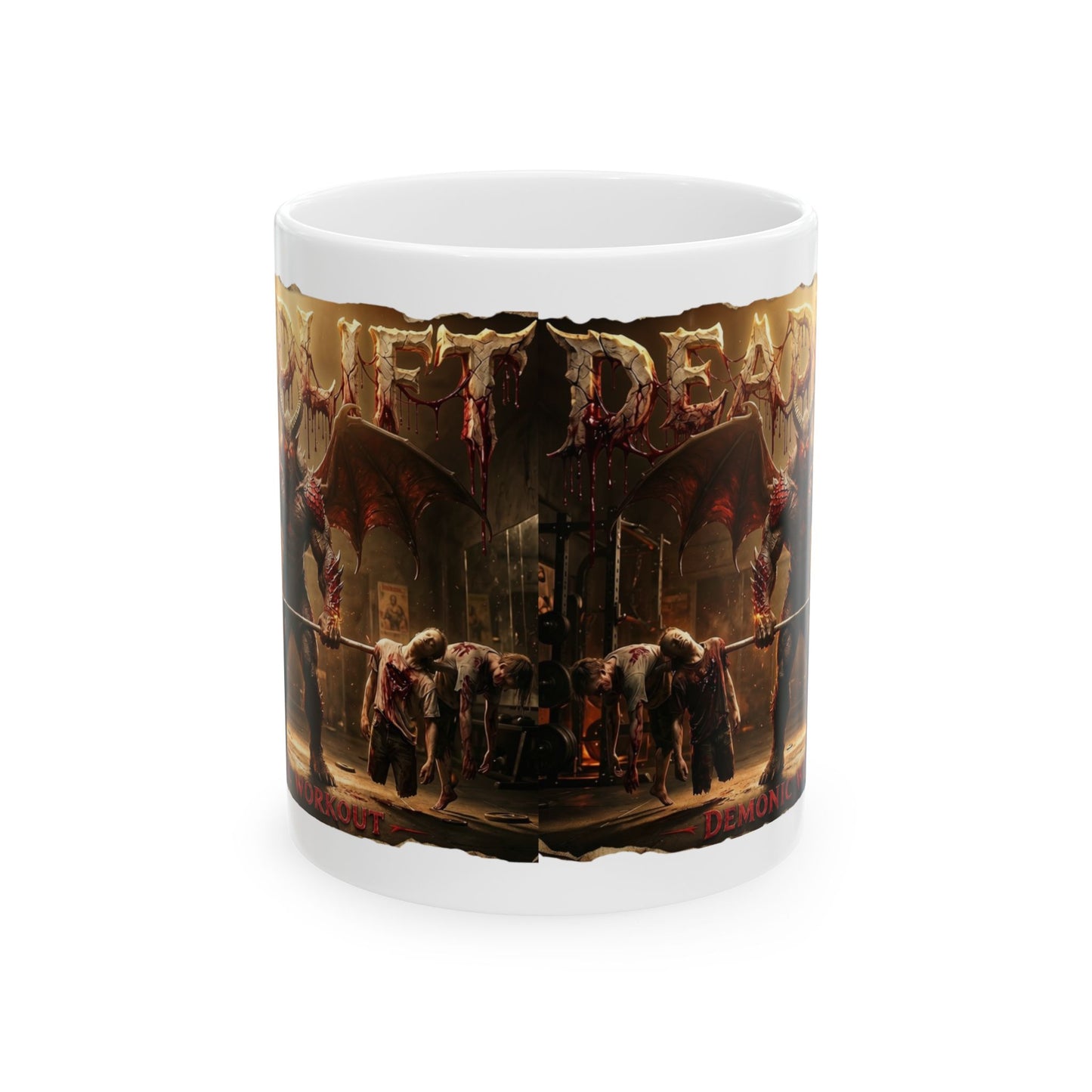 Demonic Workout Ceramic Mug – "Dead lift" Horror Coffee Cup (11oz, 15oz)