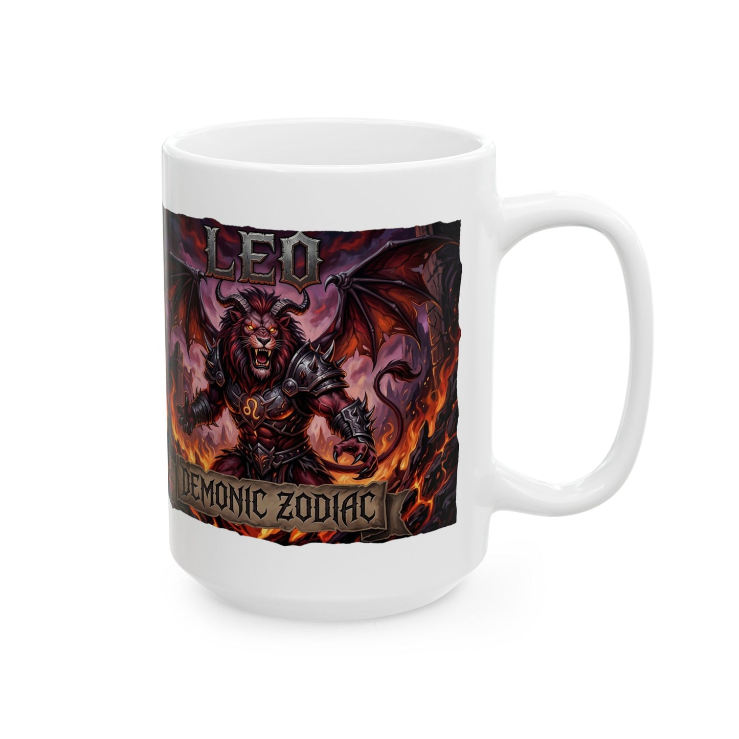 Demonic Leo Mug — Dark Fantasy Zodiac Design (11oz & 15oz)