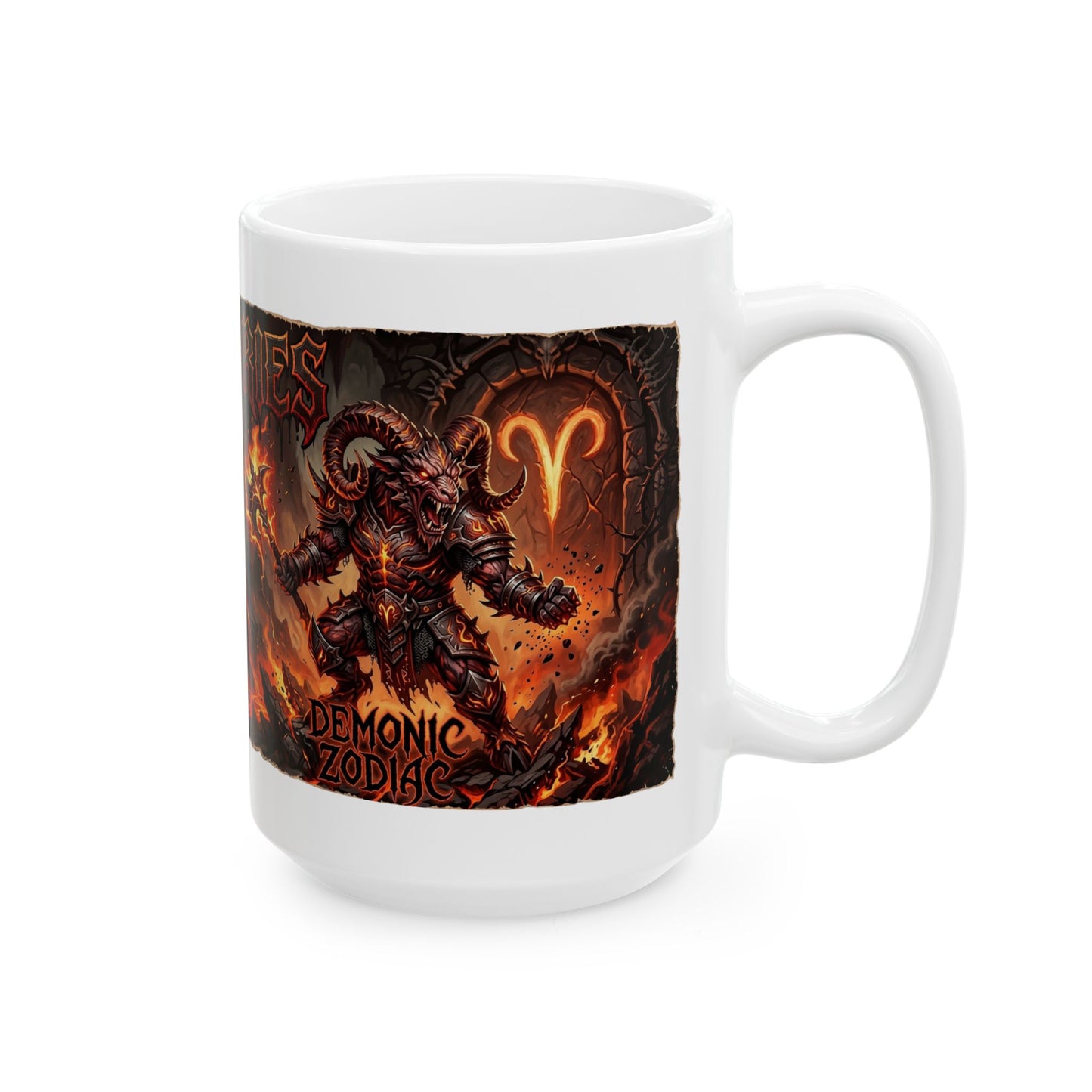 Aries Flame Gothic Ceramic Mug — Zodiac Fire Sign Coffee Cup (11oz & 15oz)