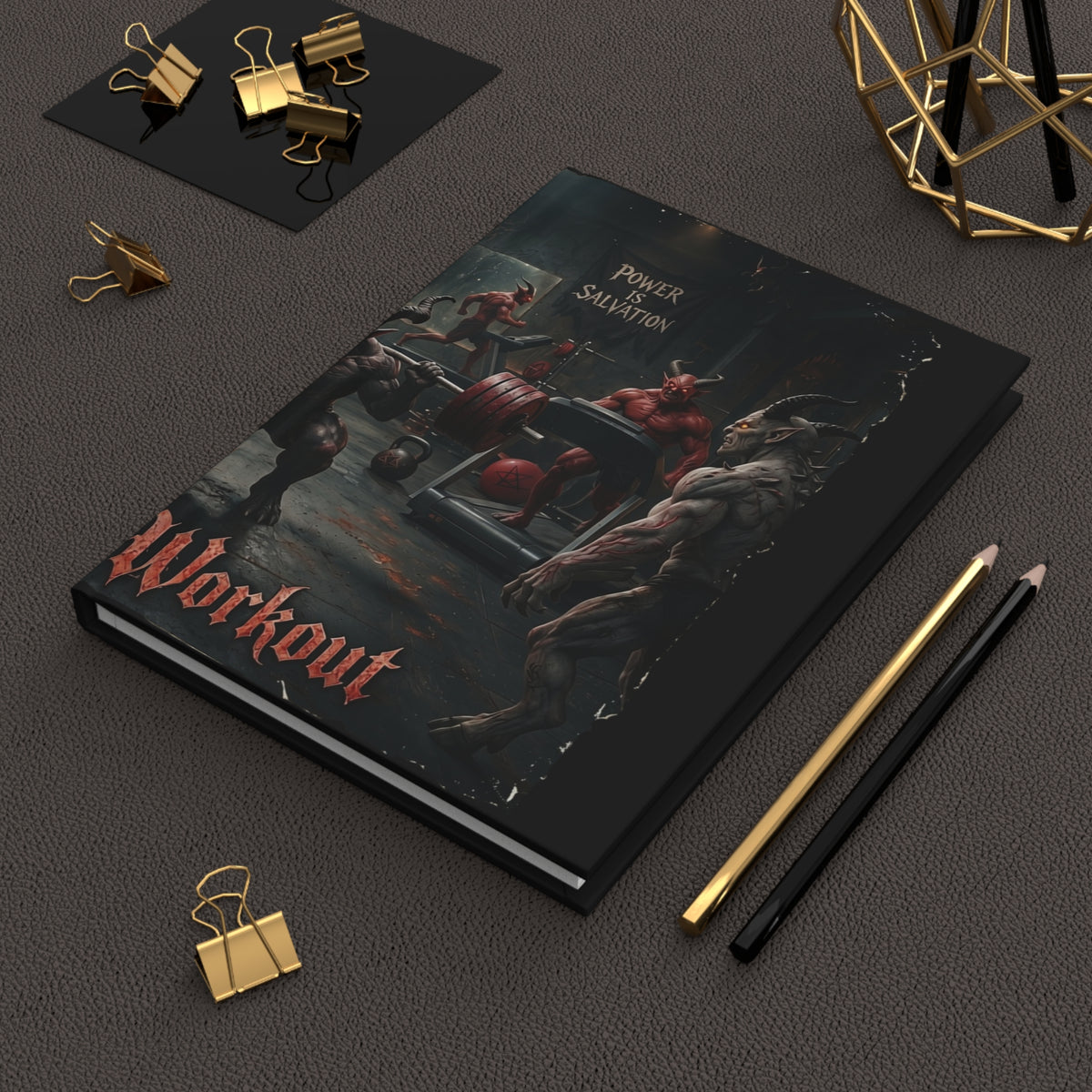 Demonic Gym Journal — 'Power Is Salvation / Pain Is Offering' Lined Hardcover