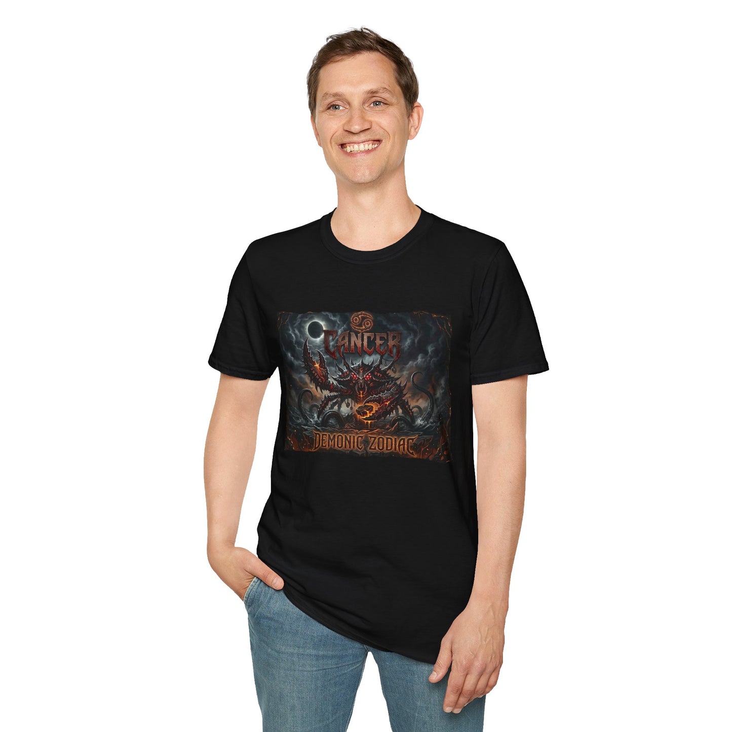 Cancer Zodiac T‑Shirt — Dark Demon Constellation Astrology Tee
