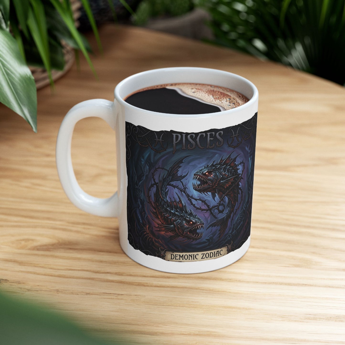 Dark Fantasy Pisces Mug — Gothic Creature Ceramic Coffee Cup (11oz/15oz)