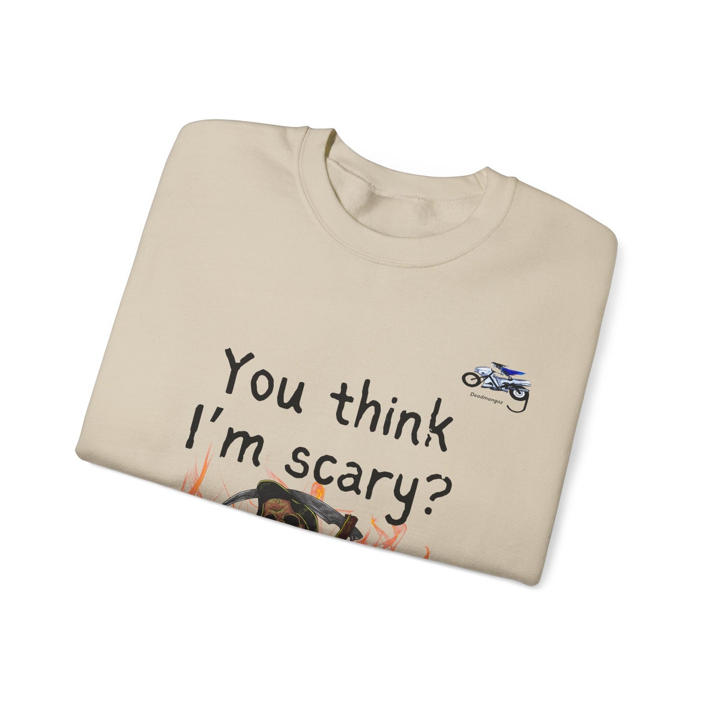 Funny Halloween Crewneck Sweatshirt - 'You Think I'm Scary? Go Look in a Mirror!'