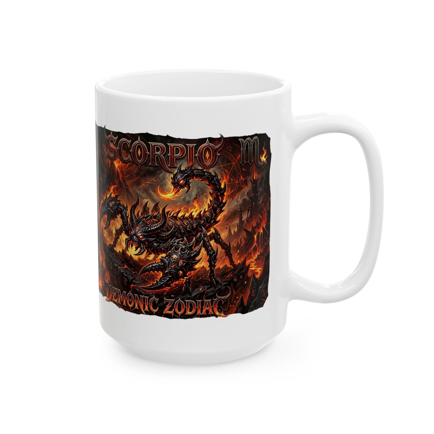Demonic Scorpio Ceramic Mug — Fiery Gothic Coffee Cup (11oz & 15oz)