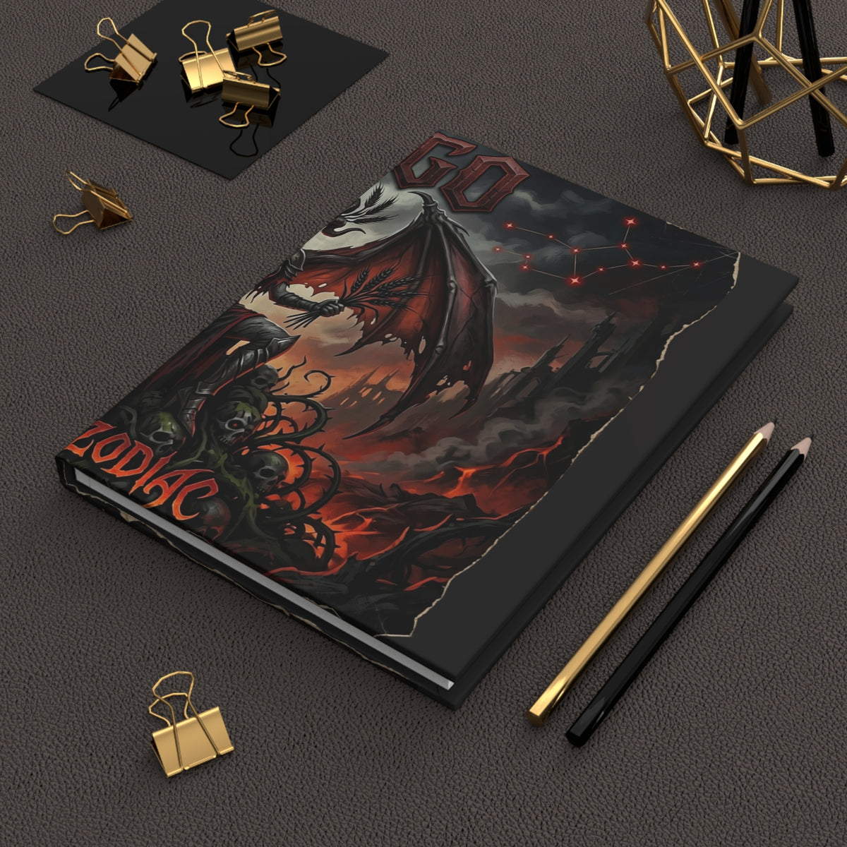 Demonic Zodiac Virgo Hardcover Journal — Gothic Demon Wings Lined Notebook