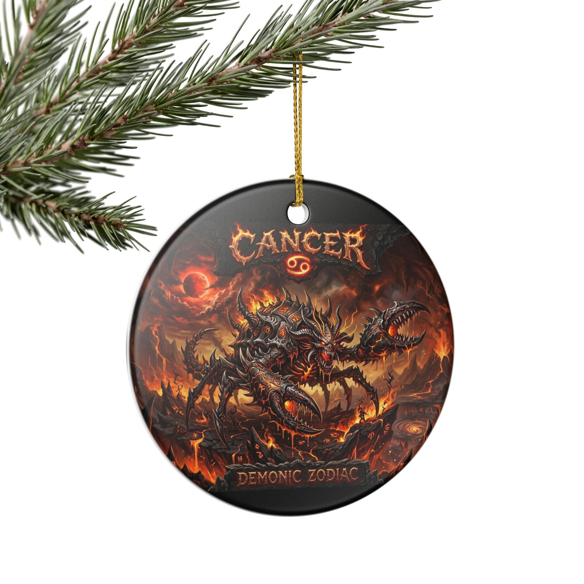 Cancer Demonic Zodiac Ceramic Ornament — Horror Crab Astrology Holiday Decoration