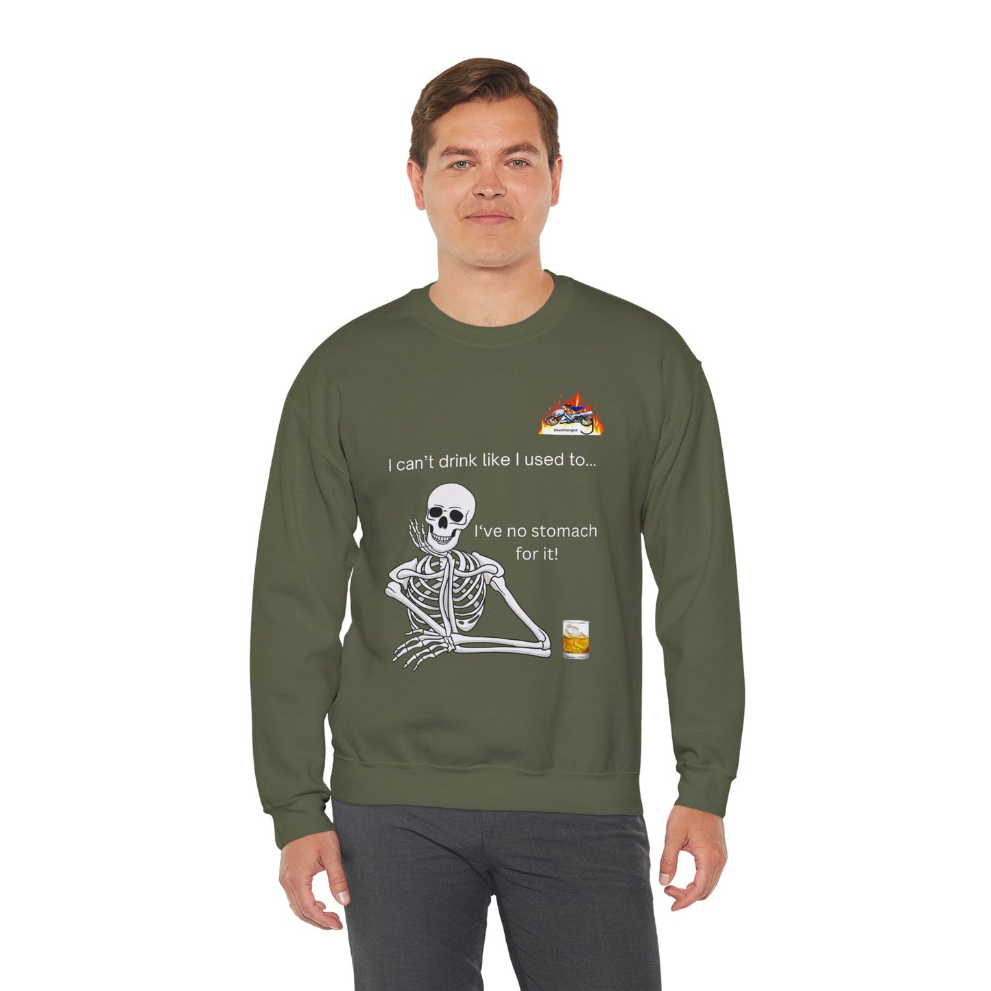 Funny Skeleton Sweatshirt - "I Can't Drink Like I Used To" Crewneck