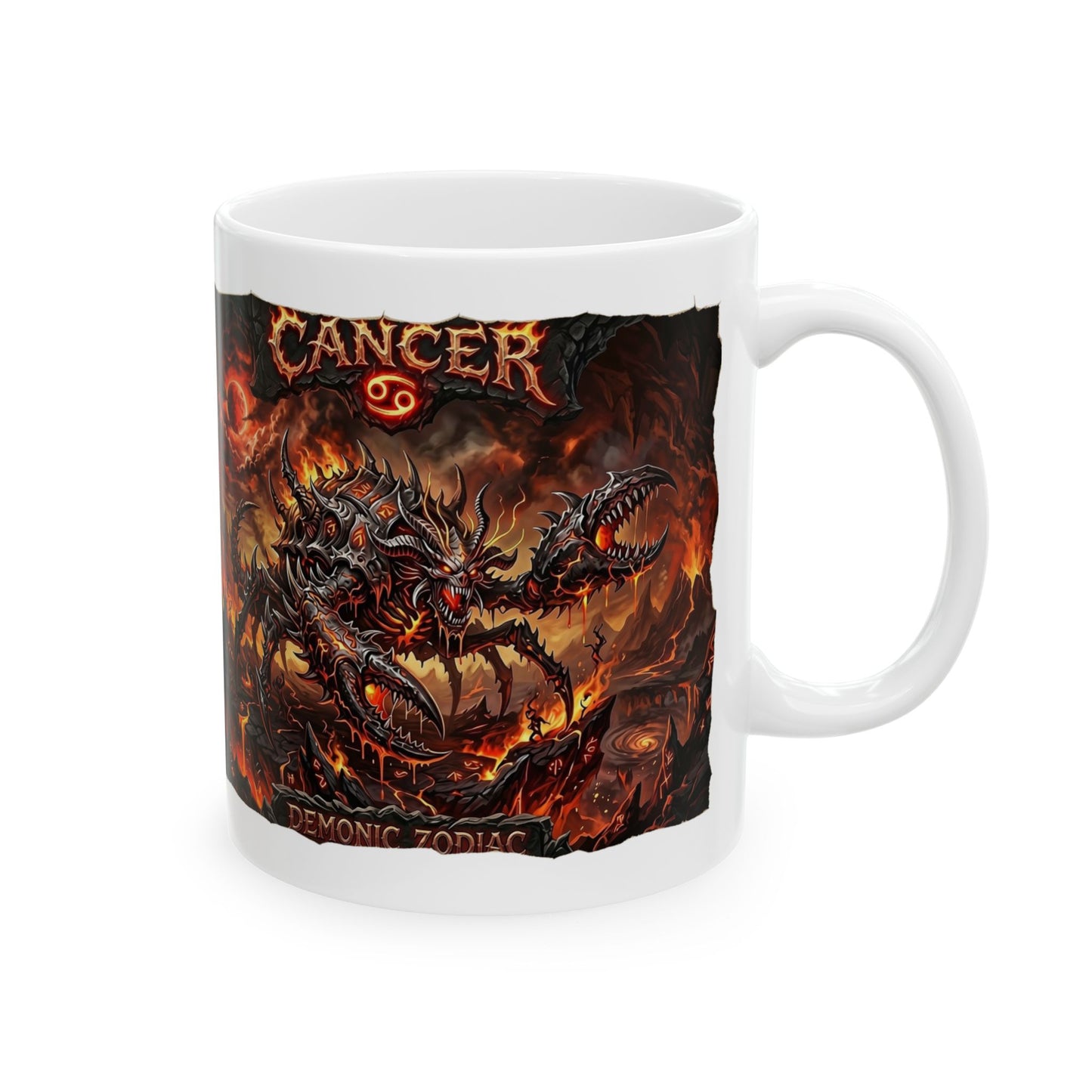 Demonic Cancer Ceramic Mug — Fiery Demon Design (11oz/15oz)