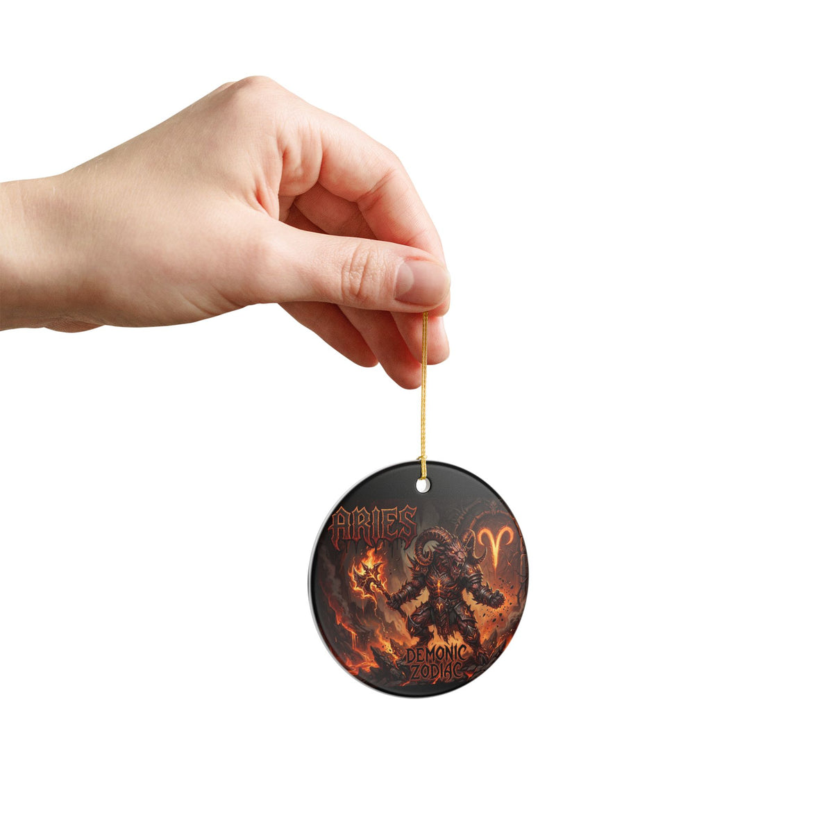 Aries Demonic Zodiac Ceramic Ornament – Fiery Ram Astrology Decoration