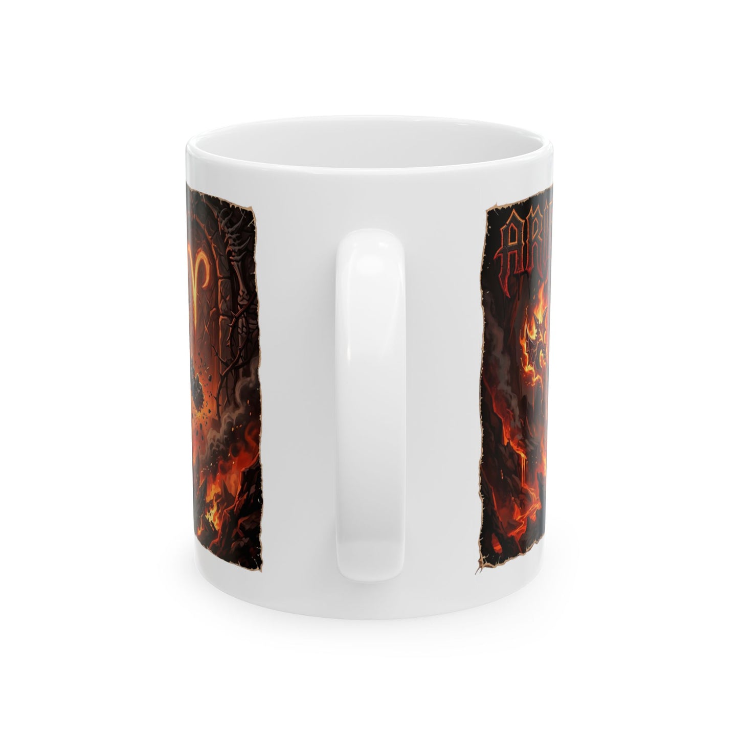 Aries Flame Gothic Ceramic Mug — Zodiac Fire Sign Coffee Cup (11oz & 15oz)