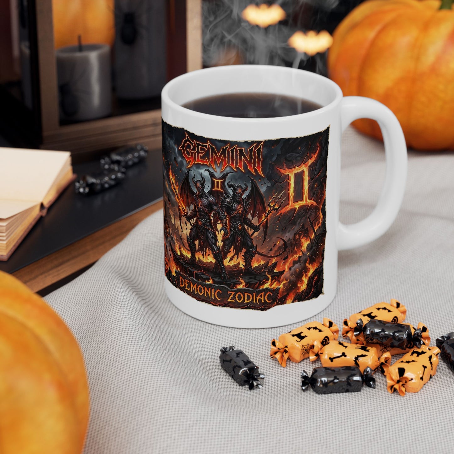 Zodiac Gemini Demons Ceramic Mug — Astrology Horoscope Coffee Cup