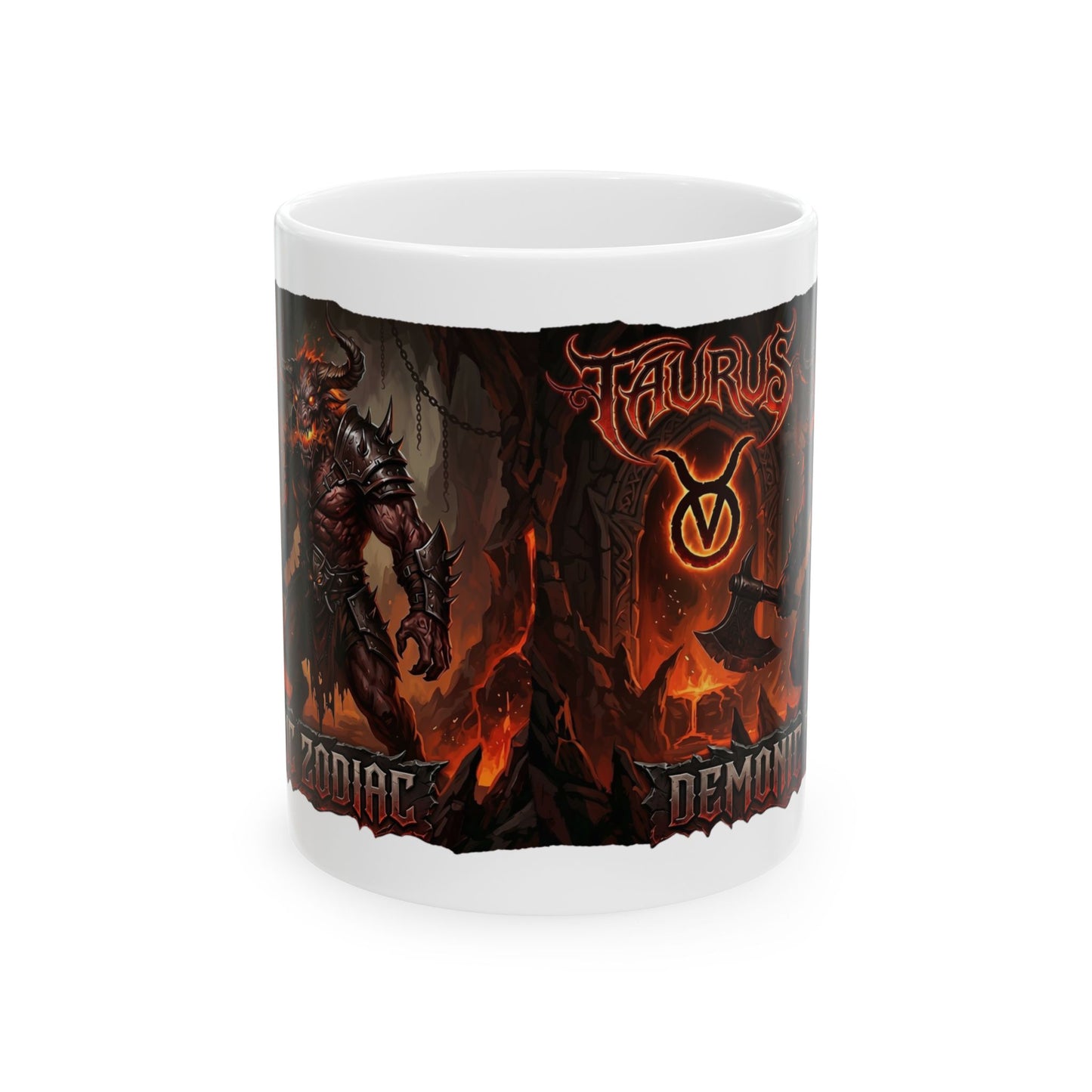 Taurus Zodiac Demon Mug - Fiery Astrological Coffee Cup (11oz/15oz)