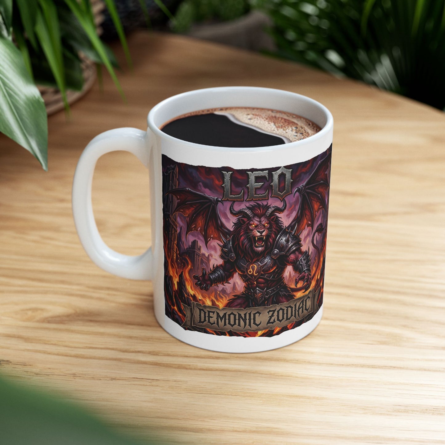 Demonic Leo Mug — Dark Fantasy Zodiac Design (11oz & 15oz)