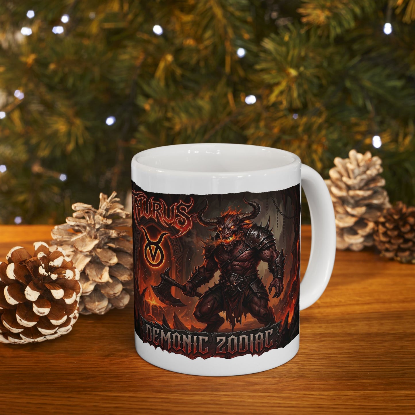 Taurus Zodiac Demon Mug - Fiery Astrological Coffee Cup (11oz/15oz)