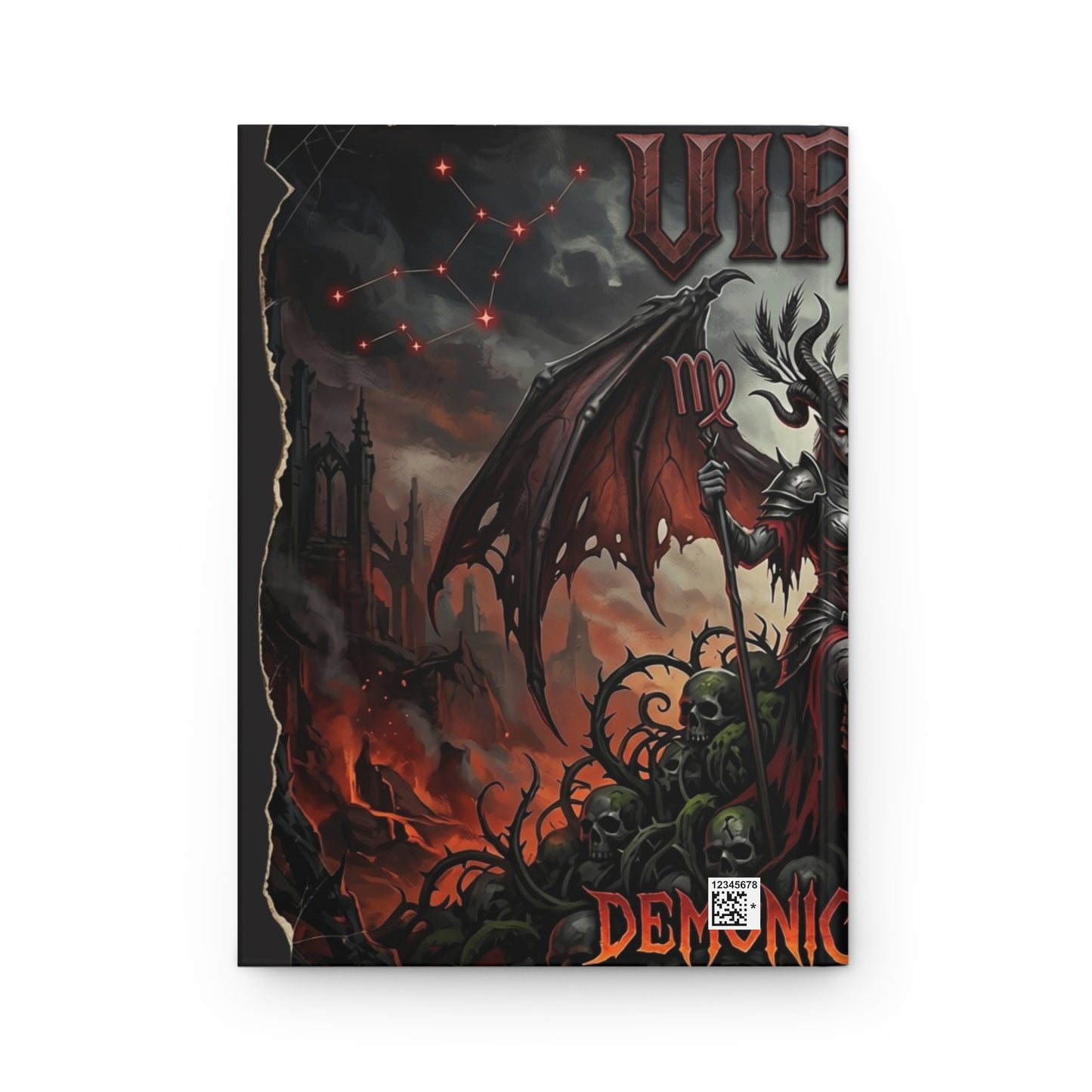 Demonic Zodiac Virgo Hardcover Journal — Gothic Demon Wings Lined Notebook