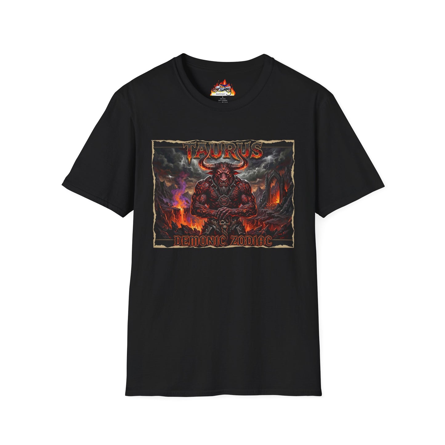 Taurus Demon T‑Shirt — Fiery Mythic Bull Illustration