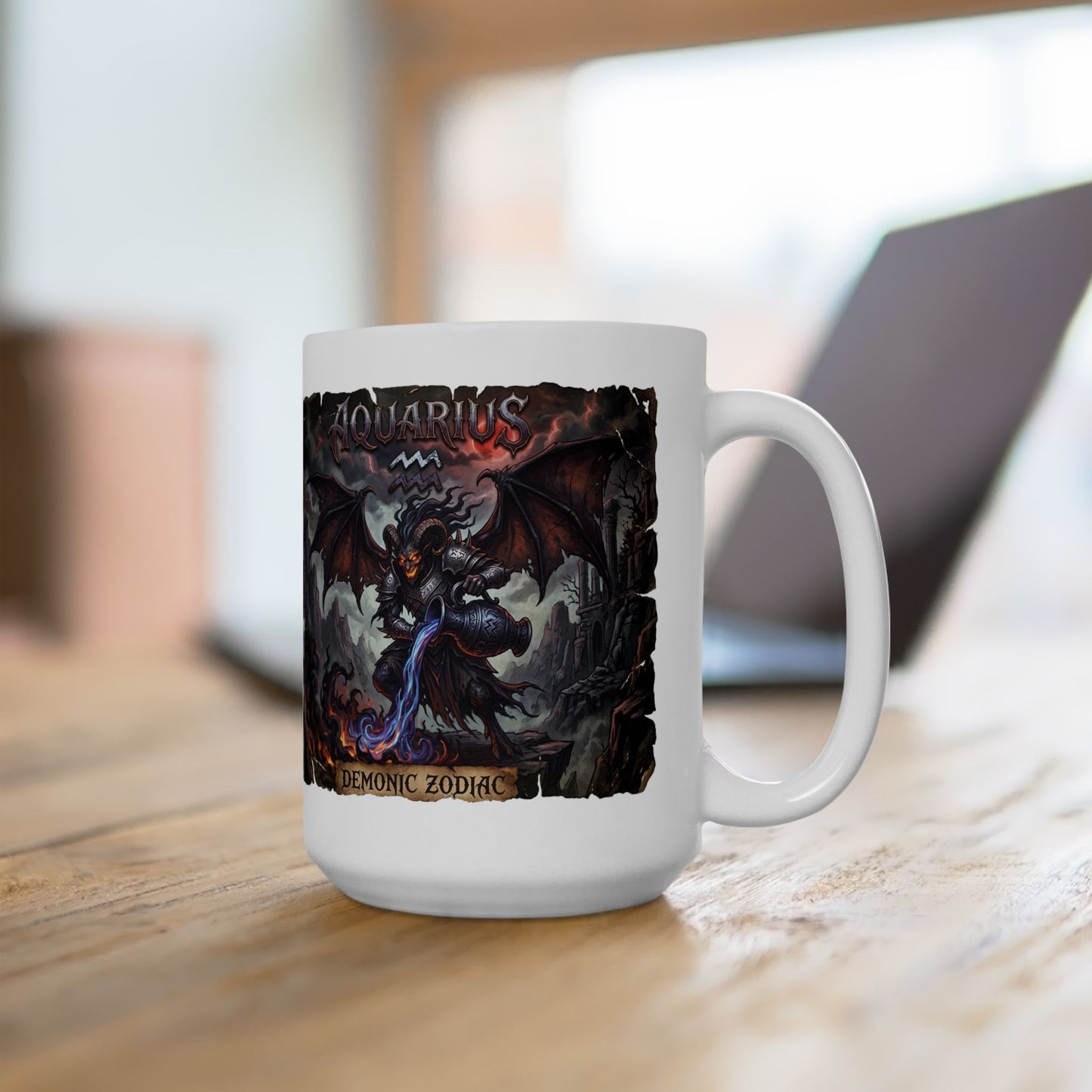 Demonic Aquarius Ceramic Mug (11oz/15oz) — Dark Gothic Fantasy Coffee Cup