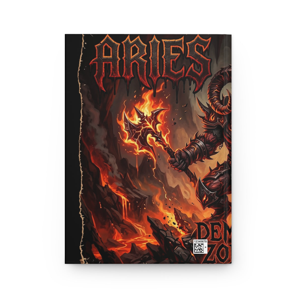 Aries Zodiac Journal — Fiery Demon Warrior Hardcover Lined Notebook