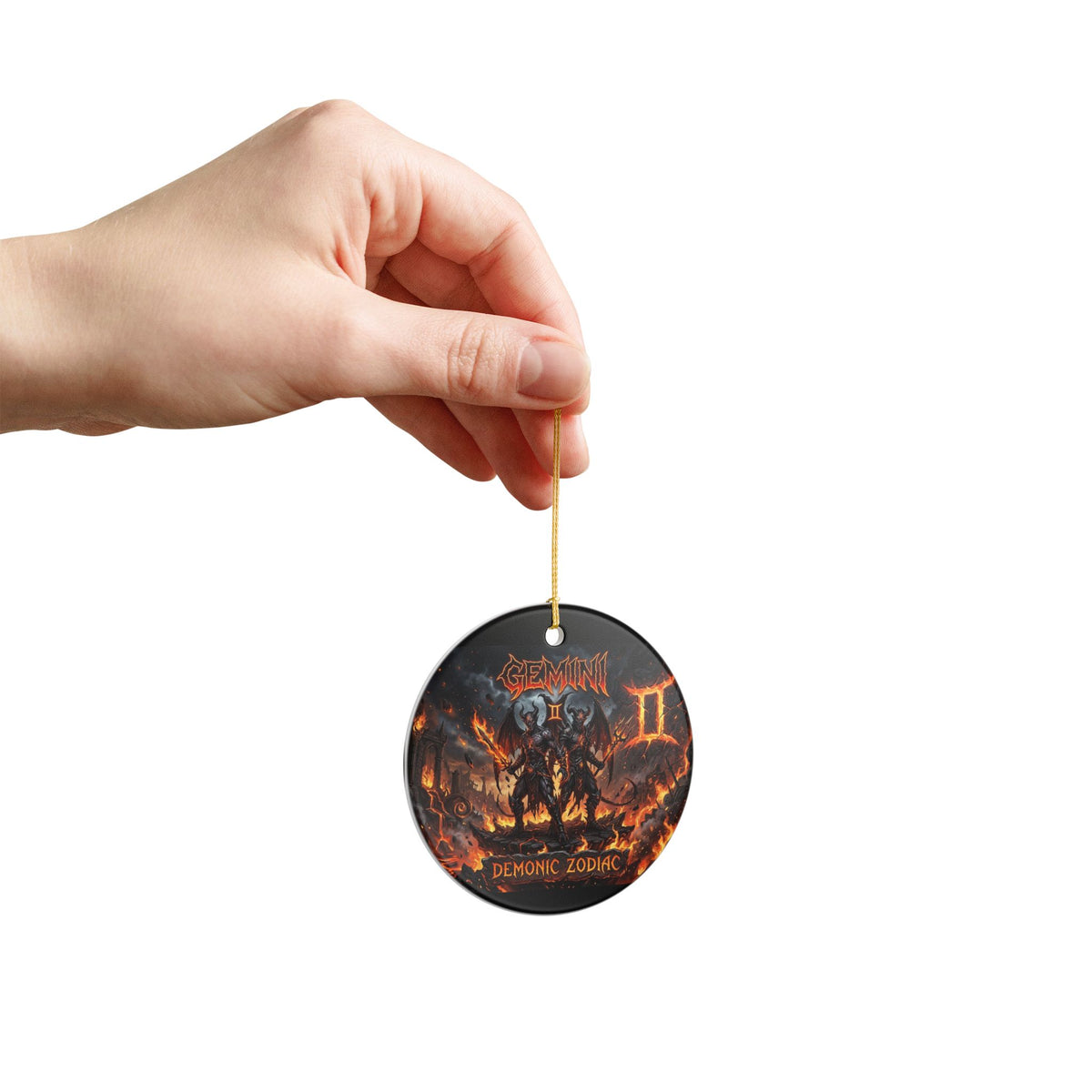 Gemini Demonic Zodiac Ceramic Ornament – Astrological Horror Holiday Decor