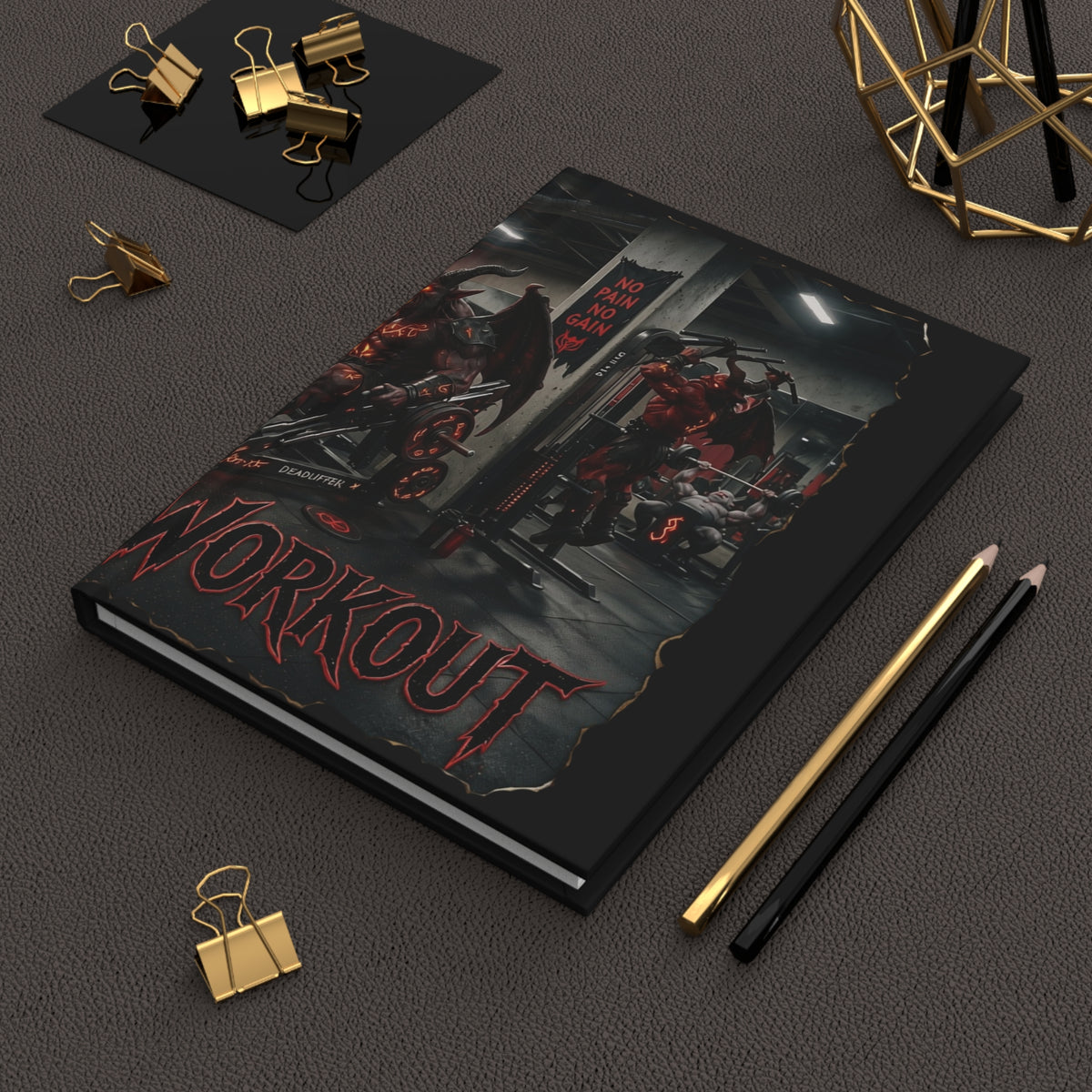 Demonic Workout Hardcover Journal — 'No Pain No Gain' Gym Motivation Notebook