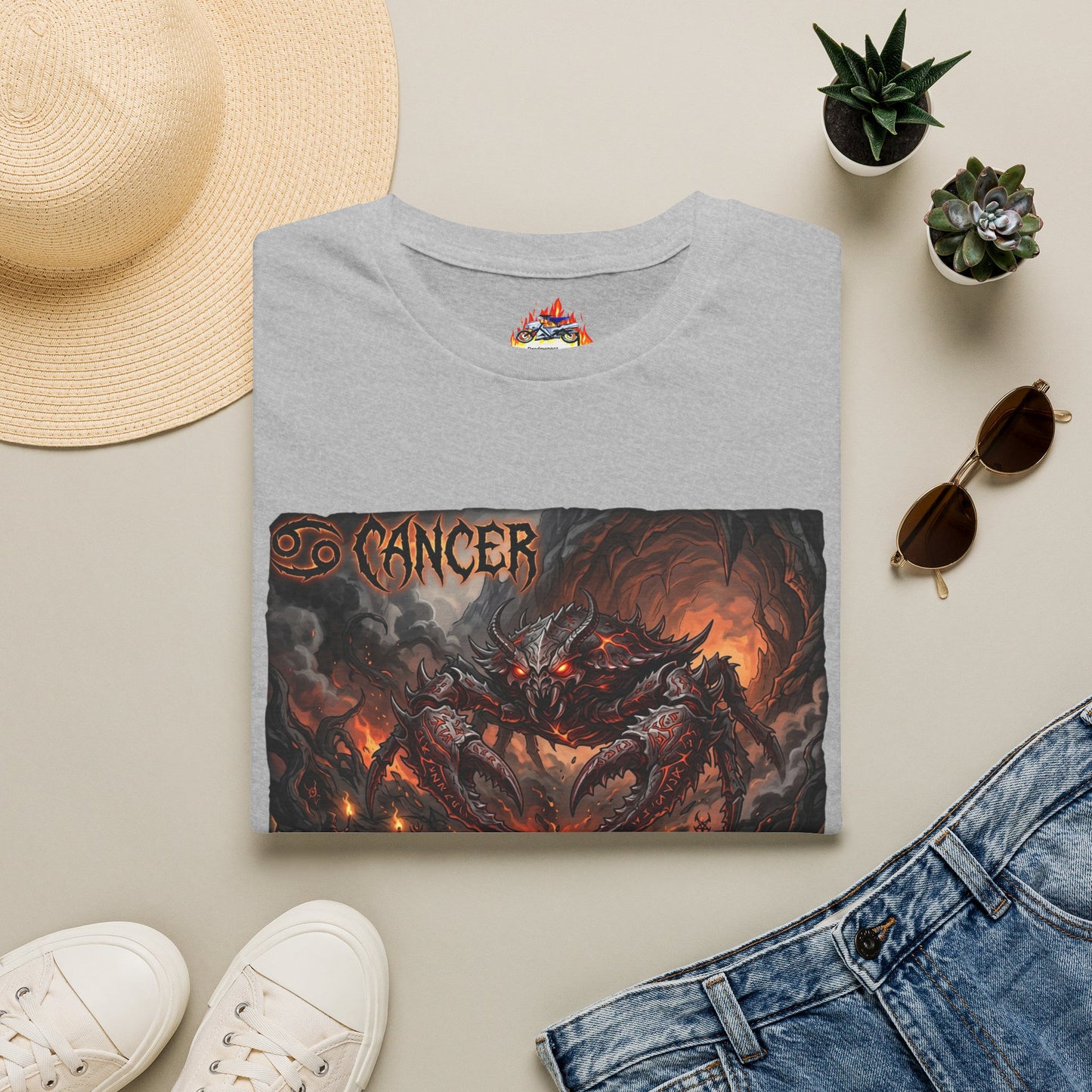 Cancer Zodiac T‑Shirt — Dark Demonic Crab Astrology Tee