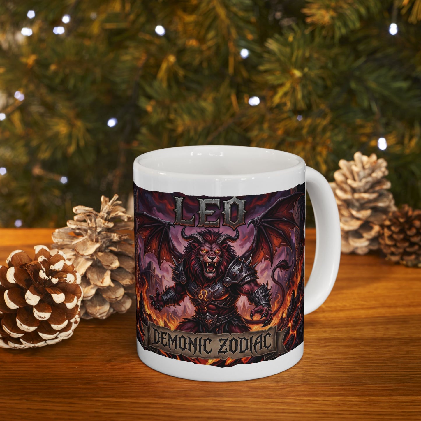 Demonic Leo Mug — Dark Fantasy Zodiac Design (11oz & 15oz)