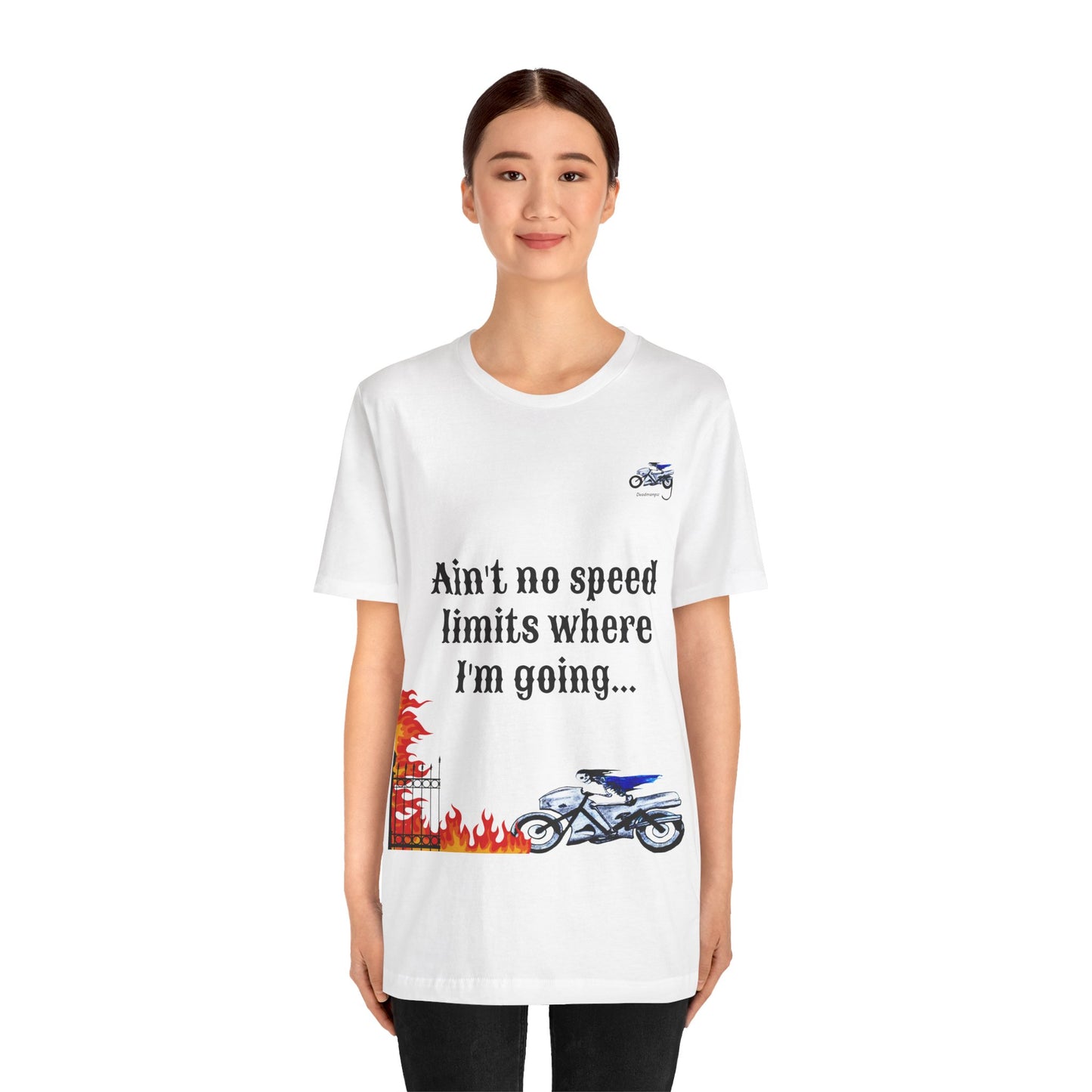 Motorcycle Adventure Graphic Tee - 'Ain't No Speed Limits' Unisex Short Sleeve Shirt