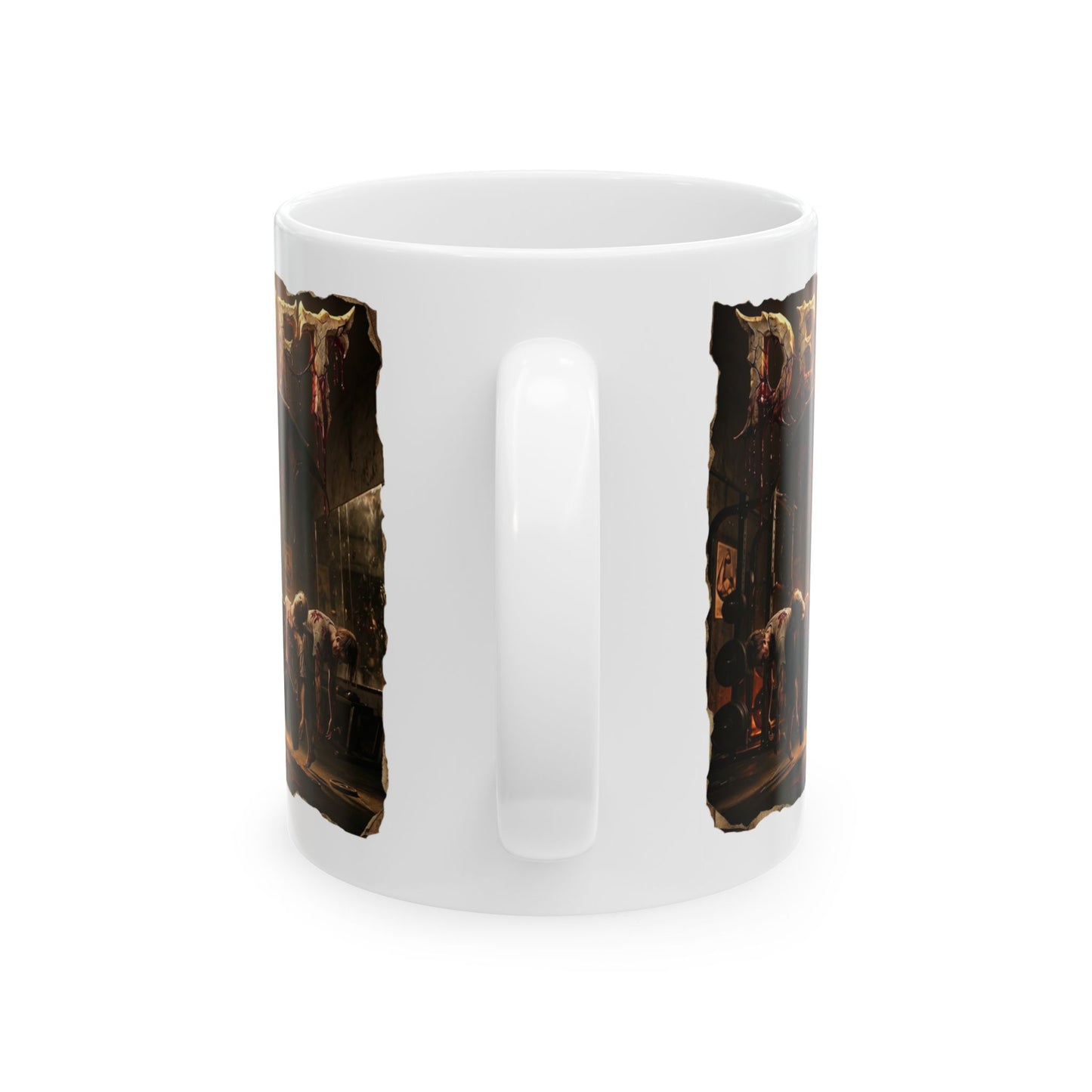 Demonic Workout Ceramic Mug – "Dead lift" Horror Coffee Cup (11oz, 15oz)