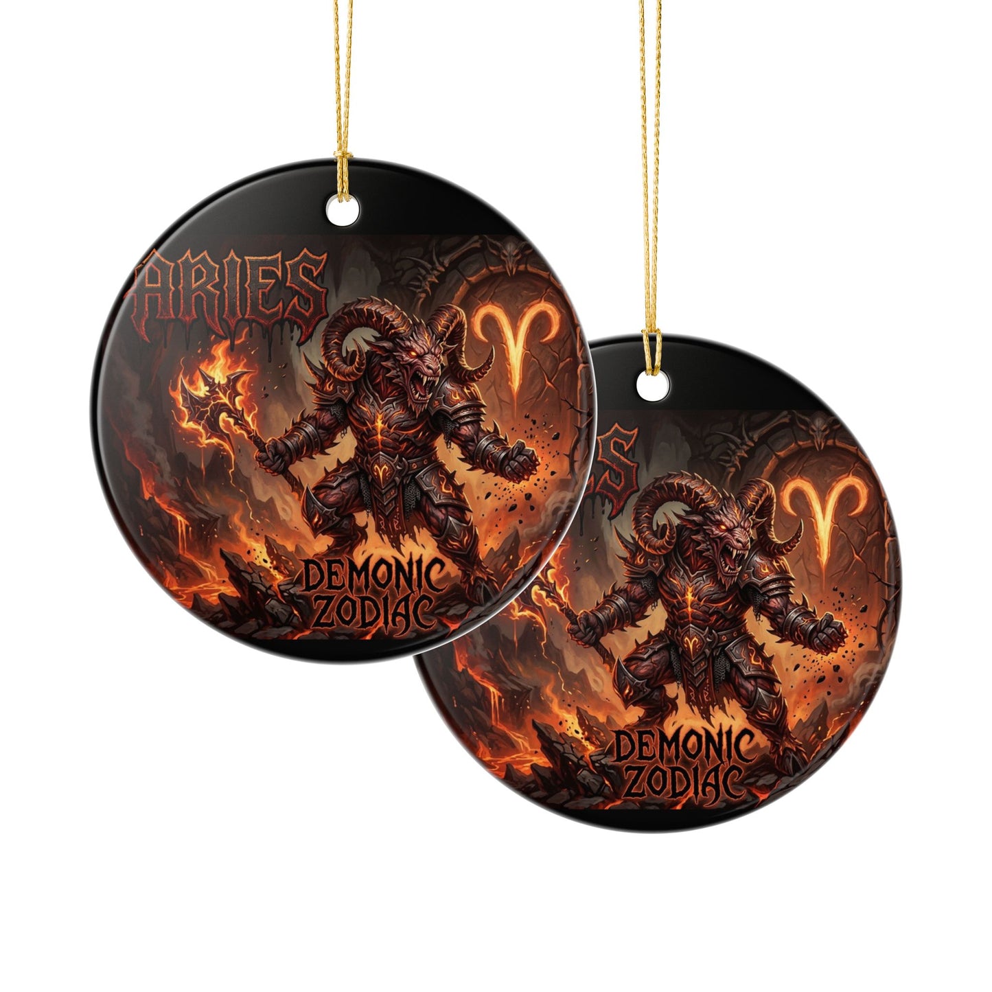 Aries Demonic Zodiac Ceramic Ornament – Fiery Ram Astrology Decoration