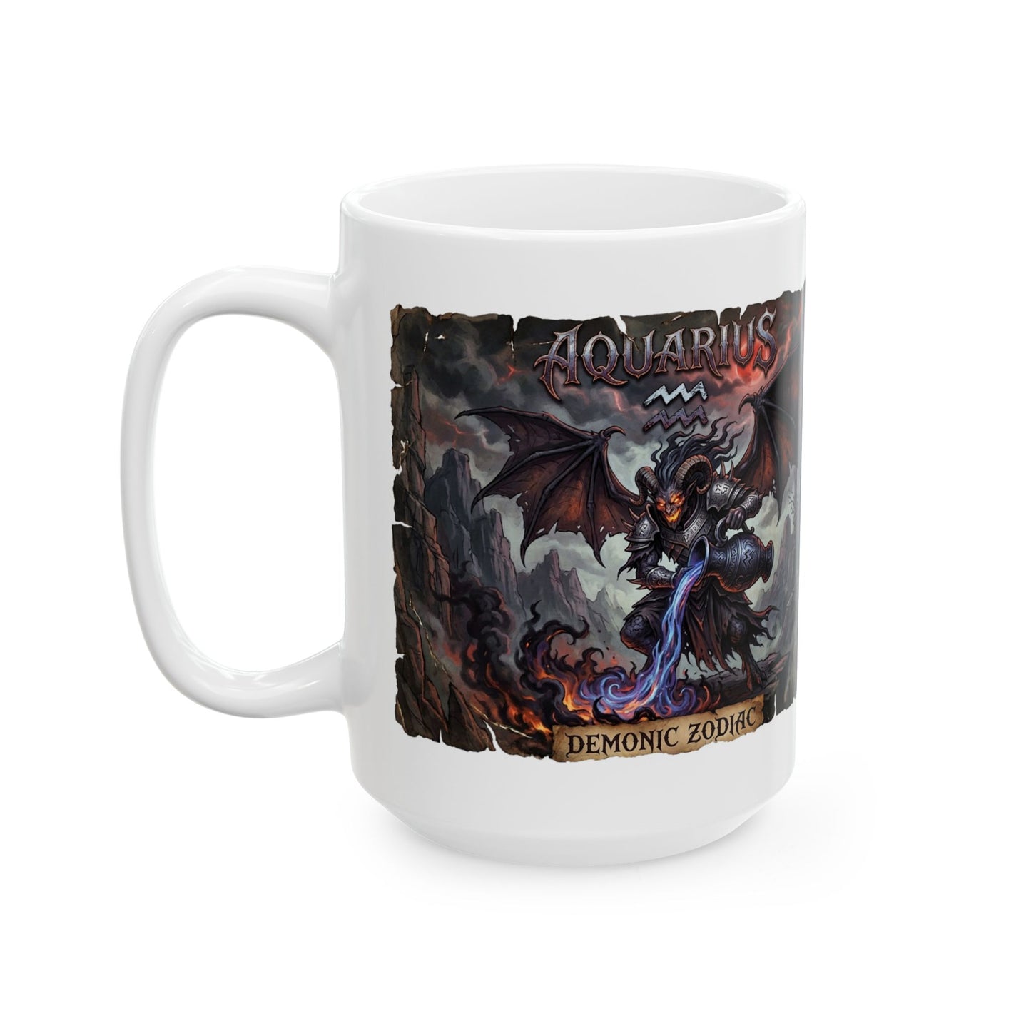 Demonic Aquarius Ceramic Mug (11oz/15oz) — Dark Gothic Fantasy Coffee Cup