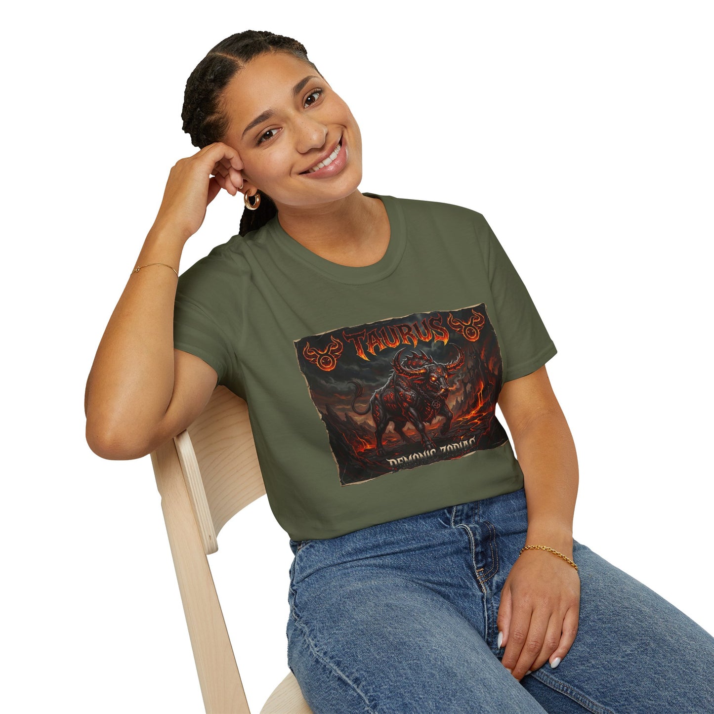 Taurus Bull Graphic T-Shirt — Fiery Zodiac Design