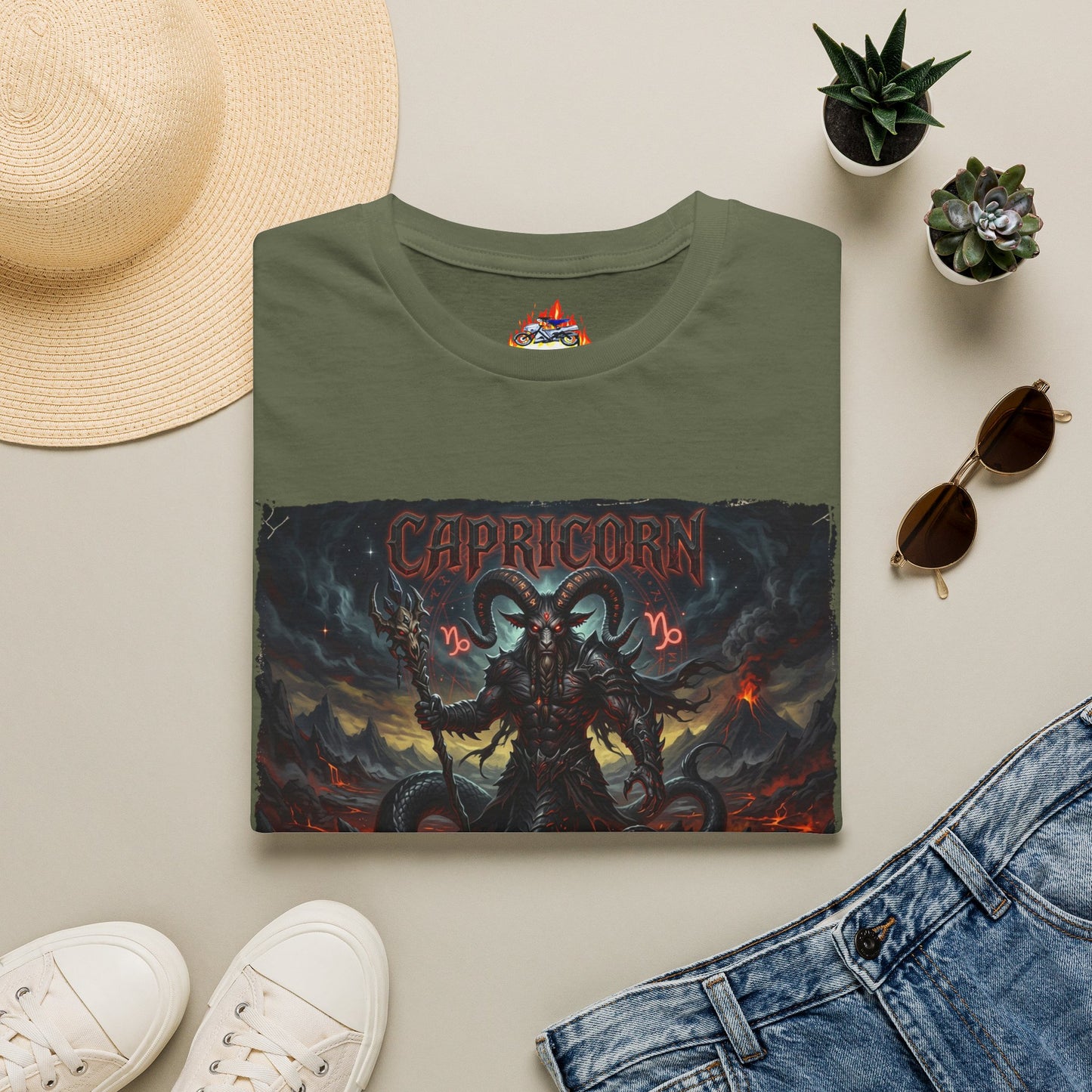 Capricorn Dark Goat Demon T‑Shirt — Gothic Zodiac Capricorn Tee